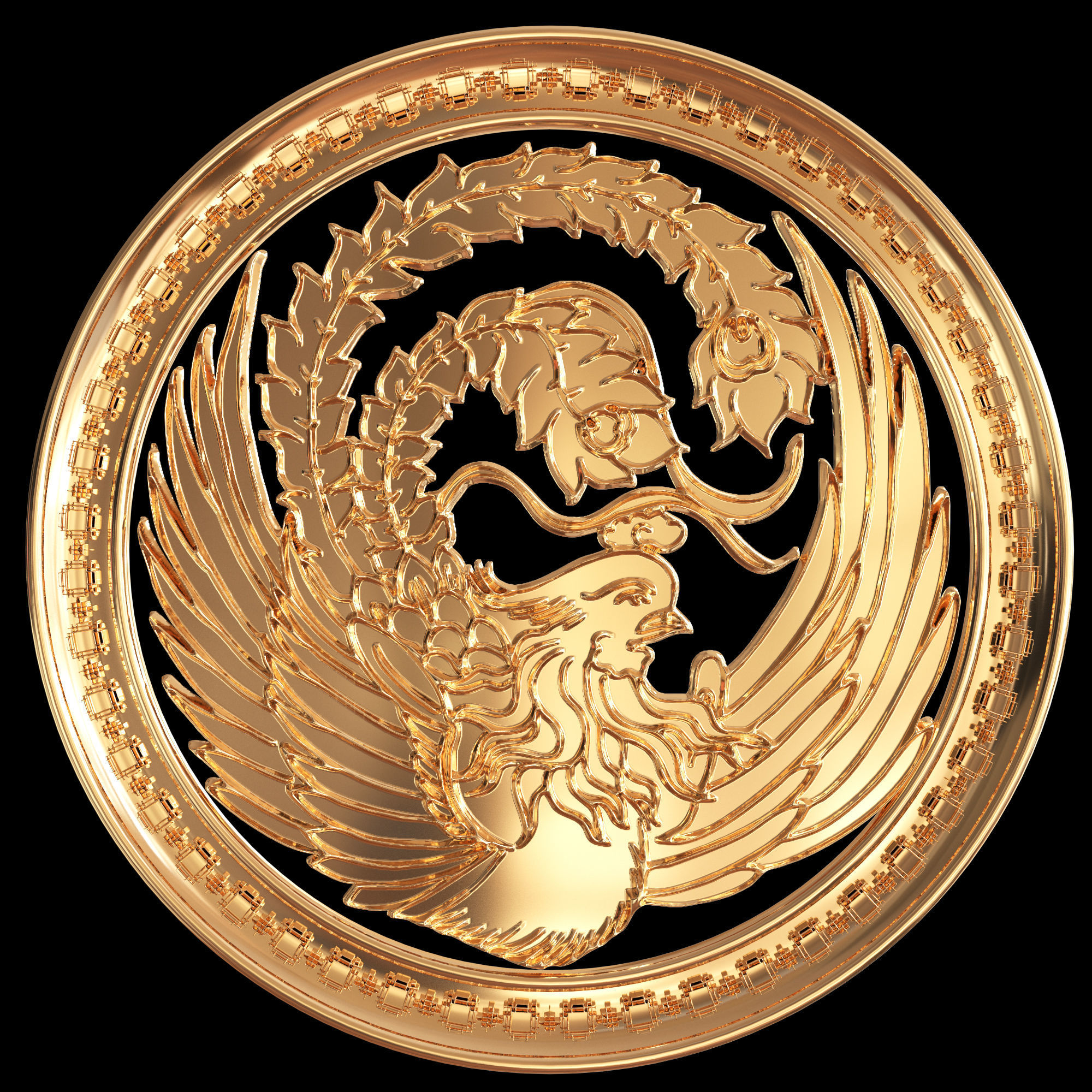 1300 asian element symbol and pattern alpha 3D model_9