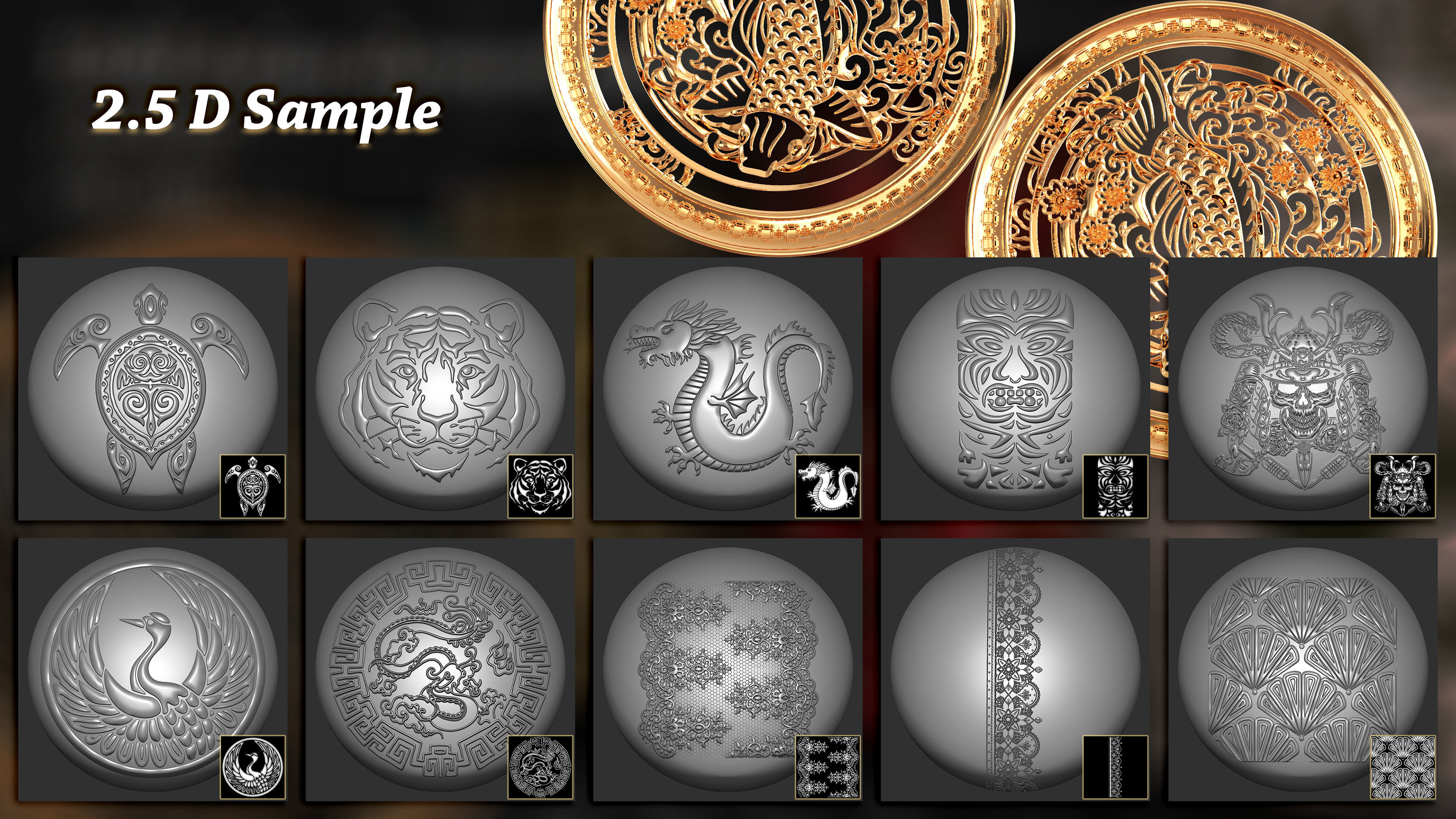 1300 asian element symbol and pattern alpha 3D model_3