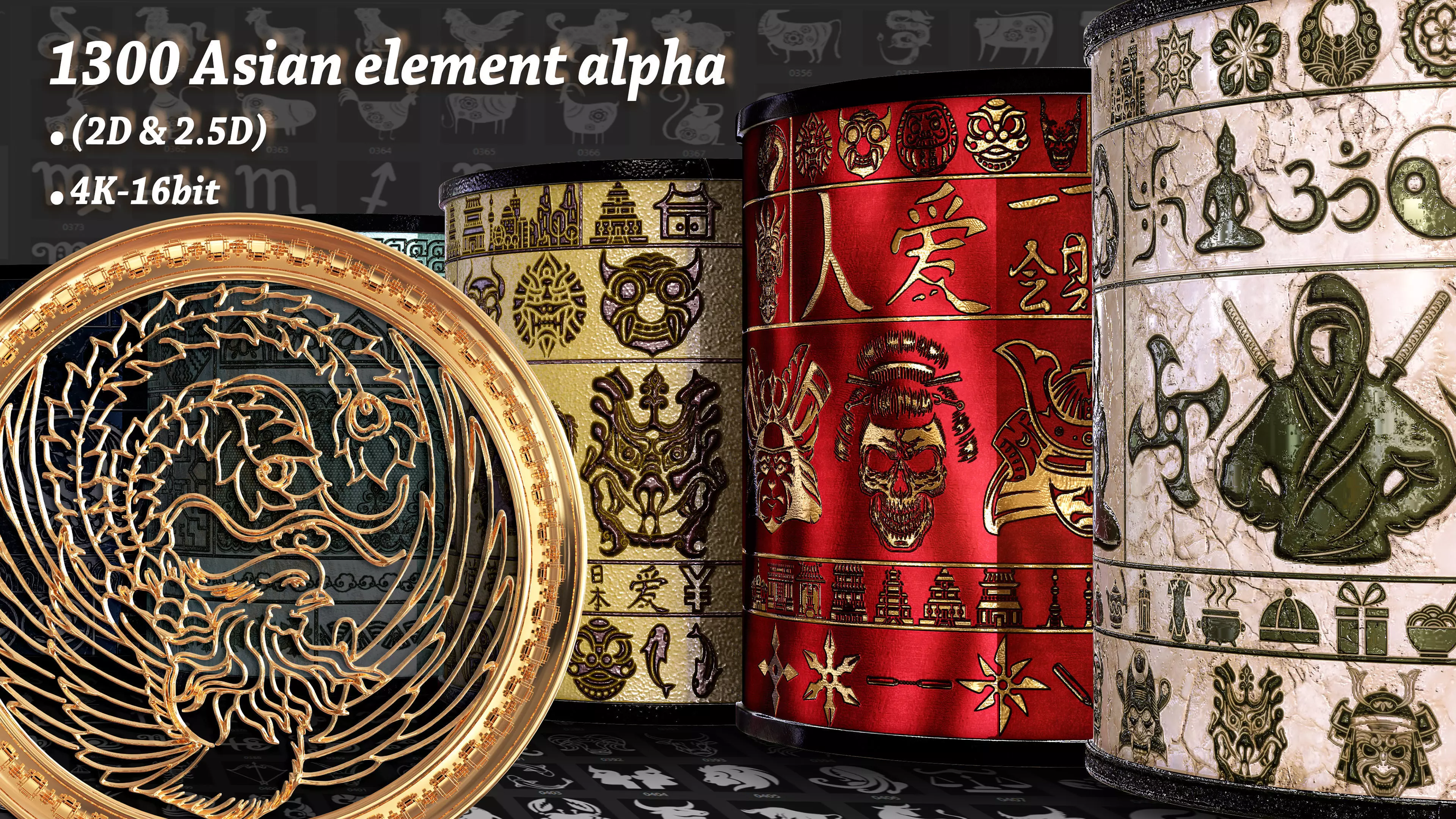 1300 asian element symbol and pattern alpha 3D model_0
