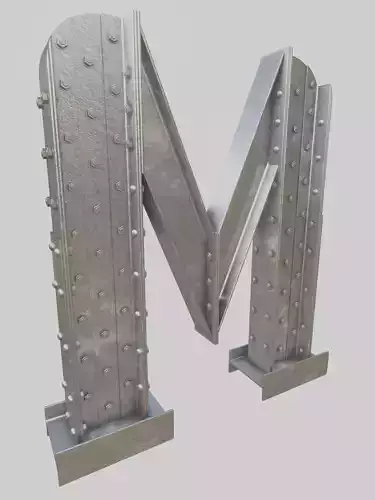 Steel Construction Font - Letter M 3D model
