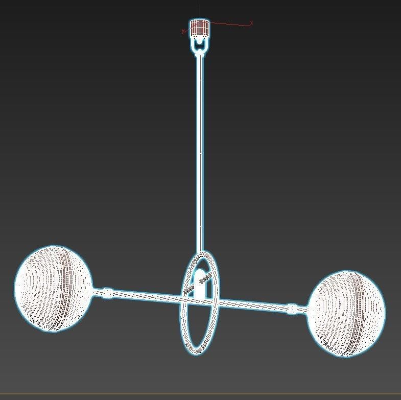 Ayler brass chandelier with two glass globes hanging from it 3D model_2