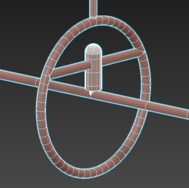 Ayler brass chandelier with two glass globes hanging from it 3D model_6