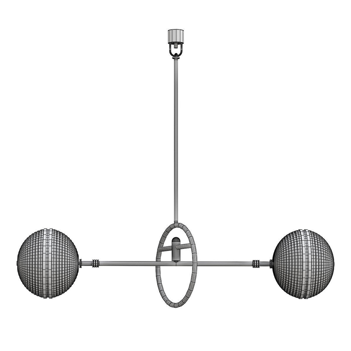 Ayler brass chandelier with two glass globes hanging from it 3D model_1