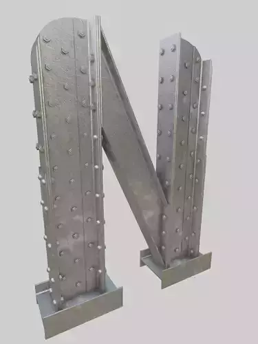 Steel Construction Font - Letter N