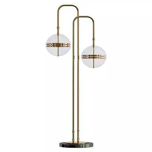 miles brass table lamp with two glass globes
