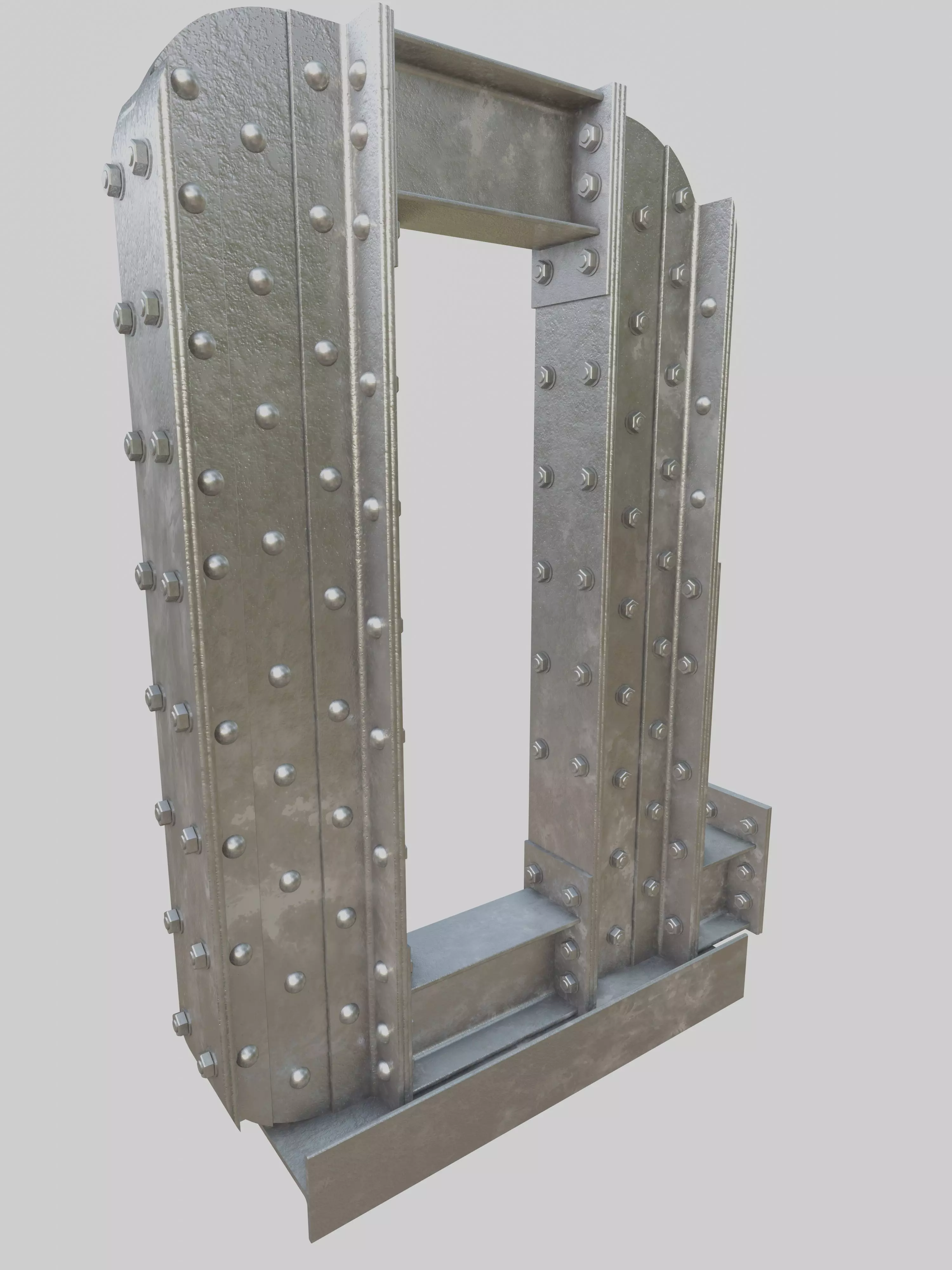 Steel Construction Font - Letter Q 3D model_0