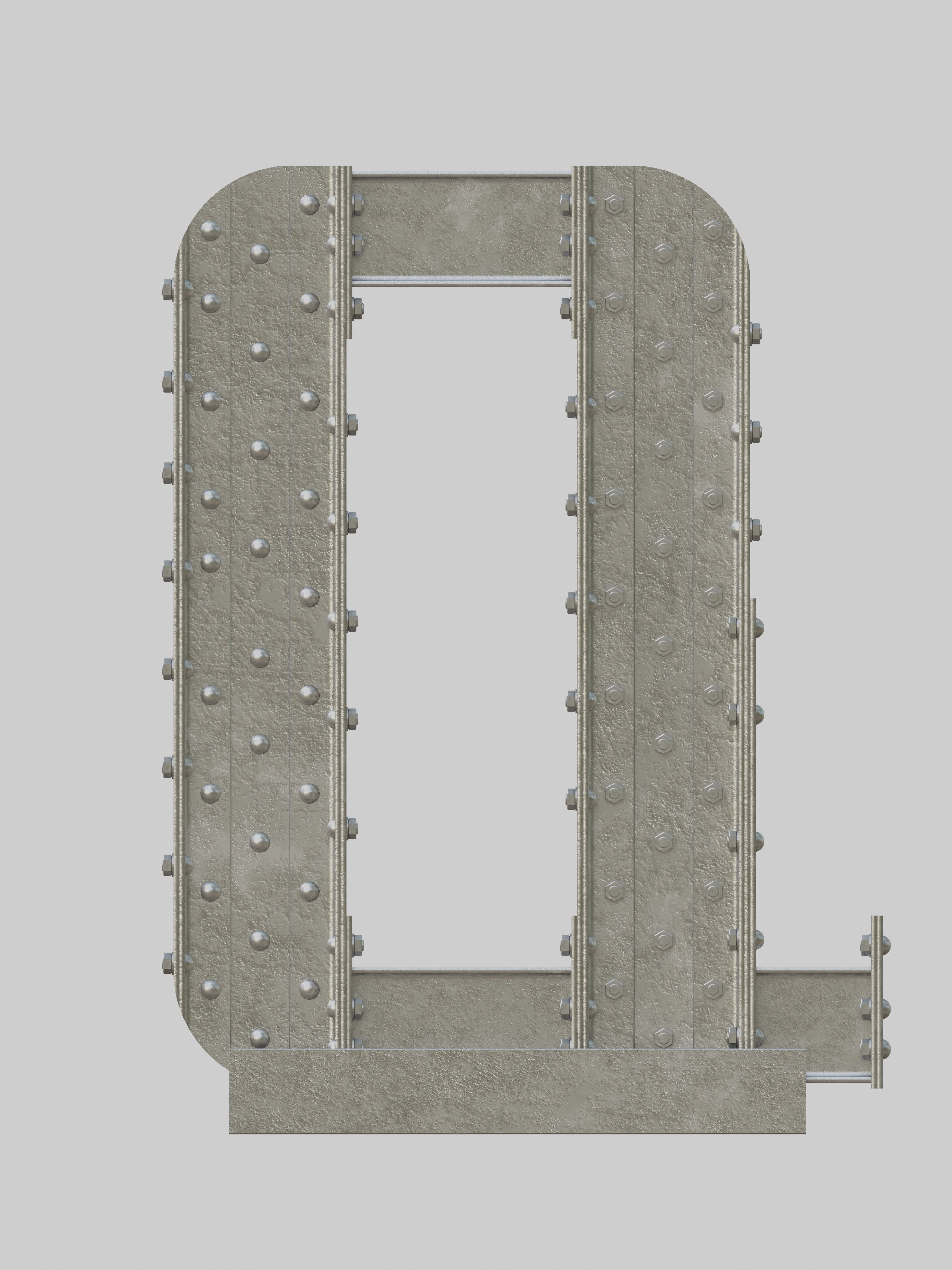 Steel Construction Font - Letter Q 3D model_1