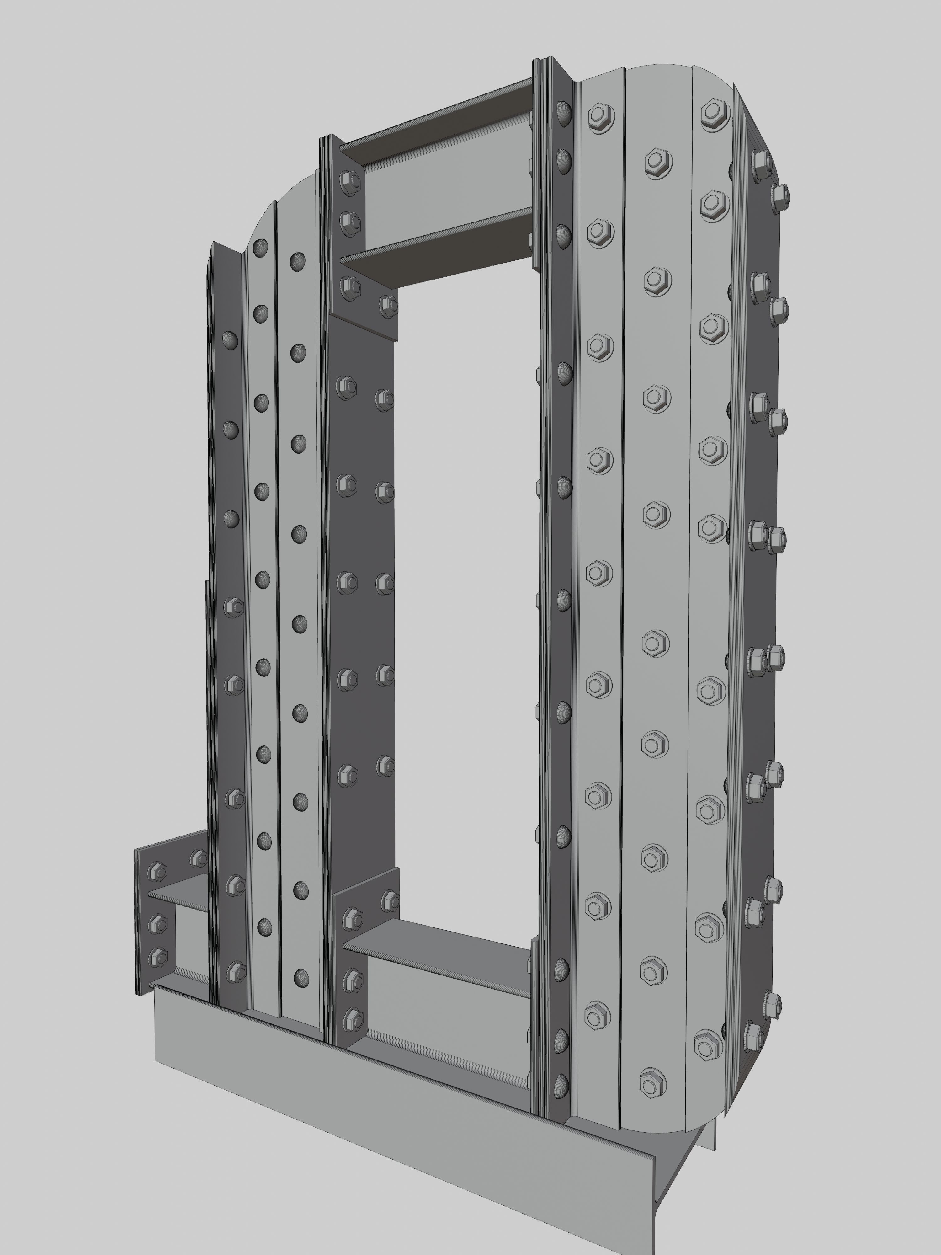 Steel Construction Font - Letter Q 3D model_4