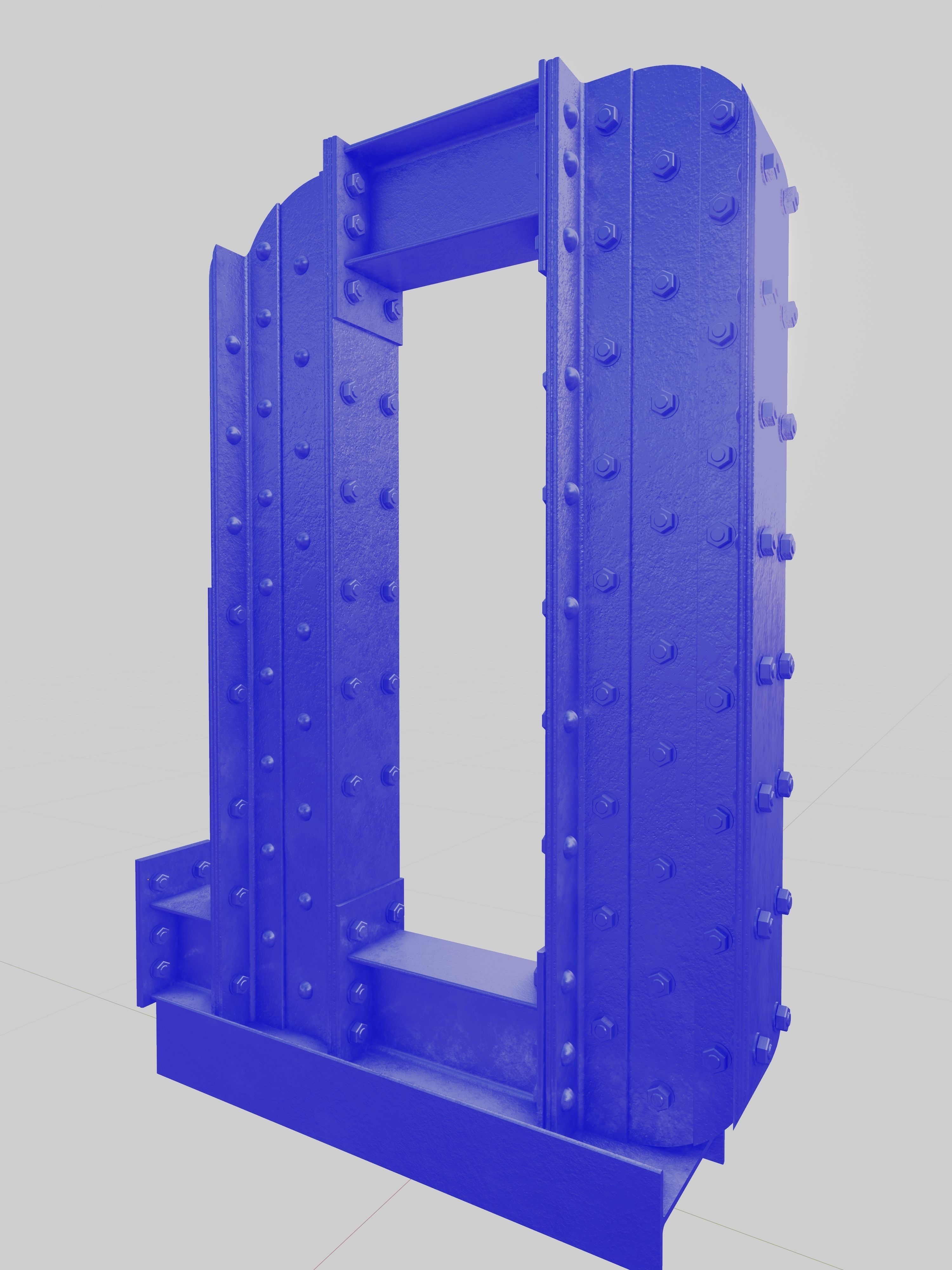 Steel Construction Font - Letter Q 3D model_3