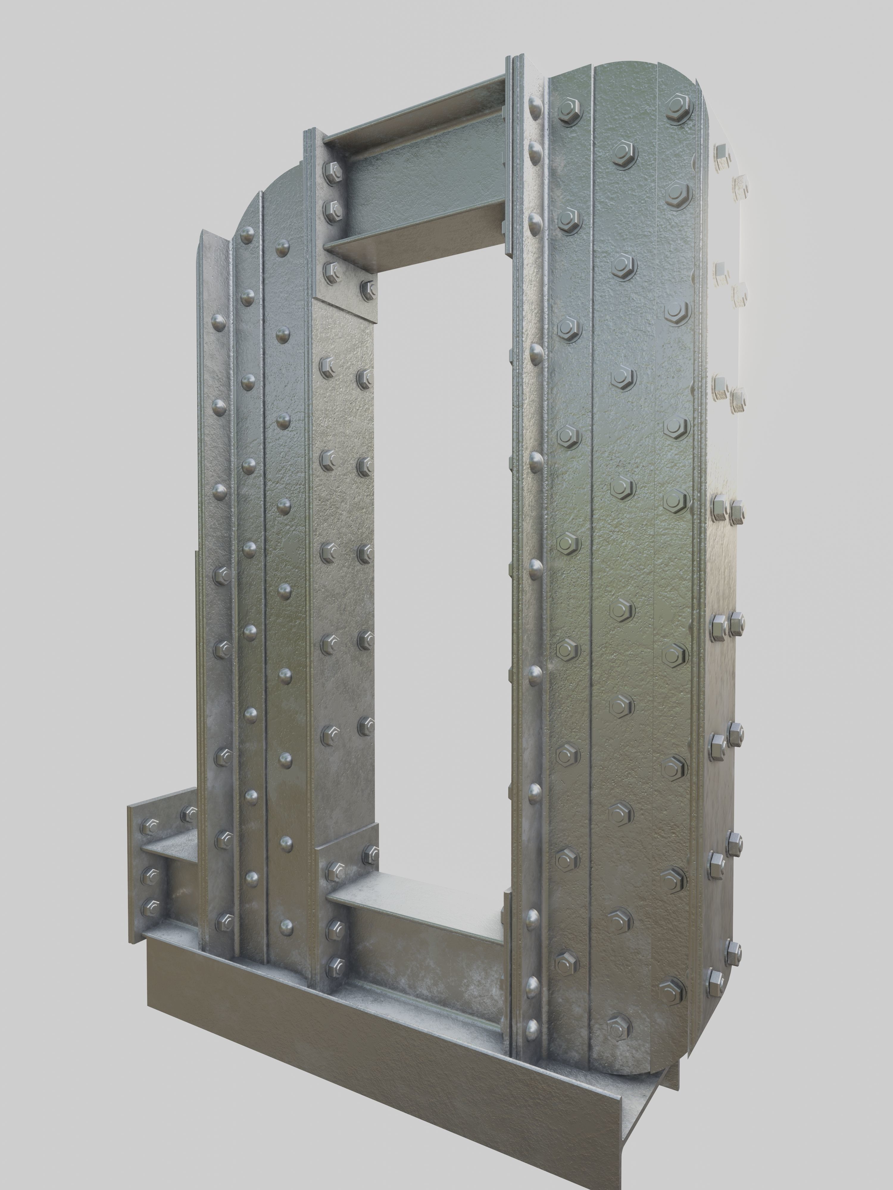 Steel Construction Font - Letter Q 3D model_2