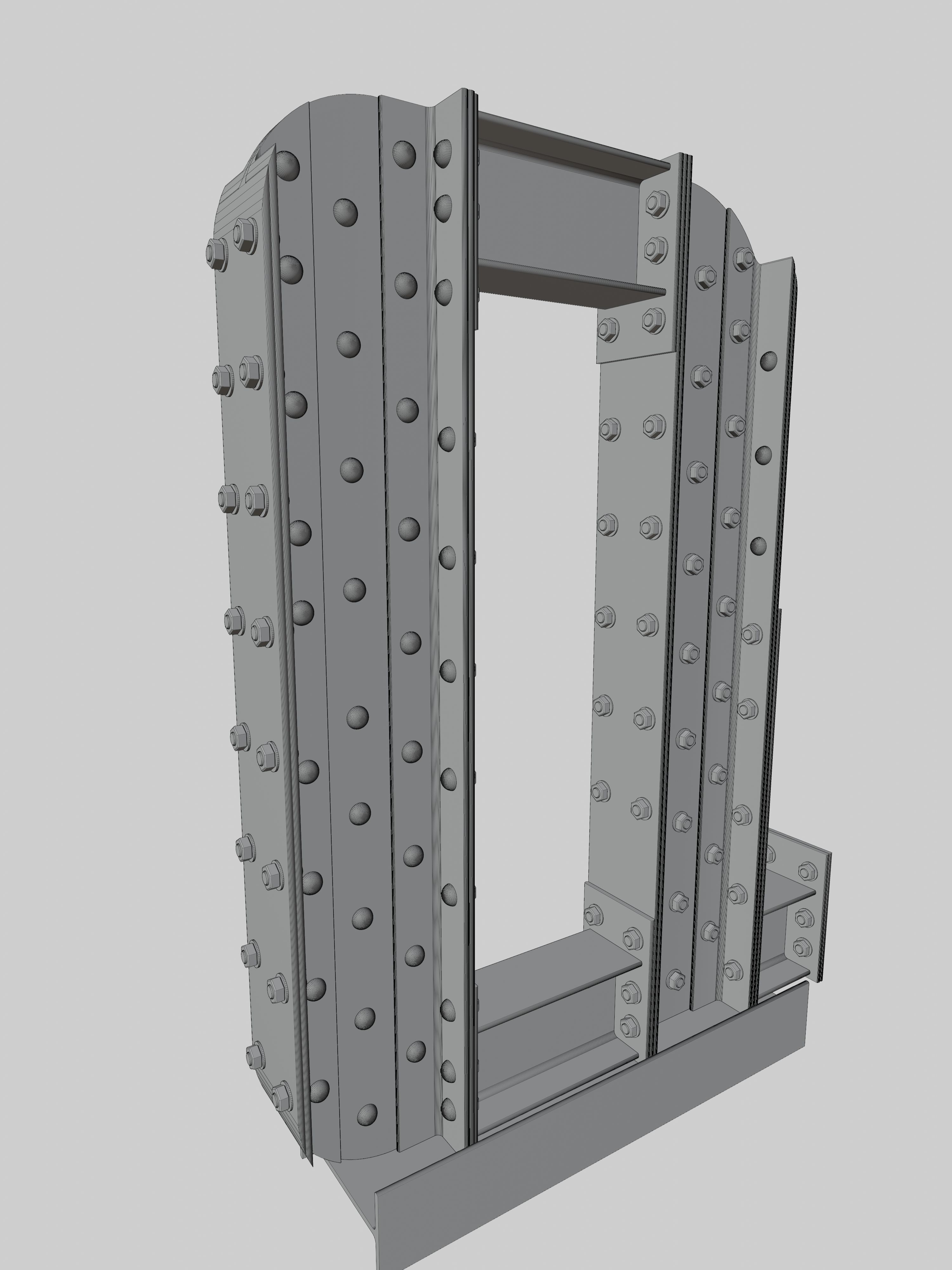 Steel Construction Font - Letter Q 3D model_5