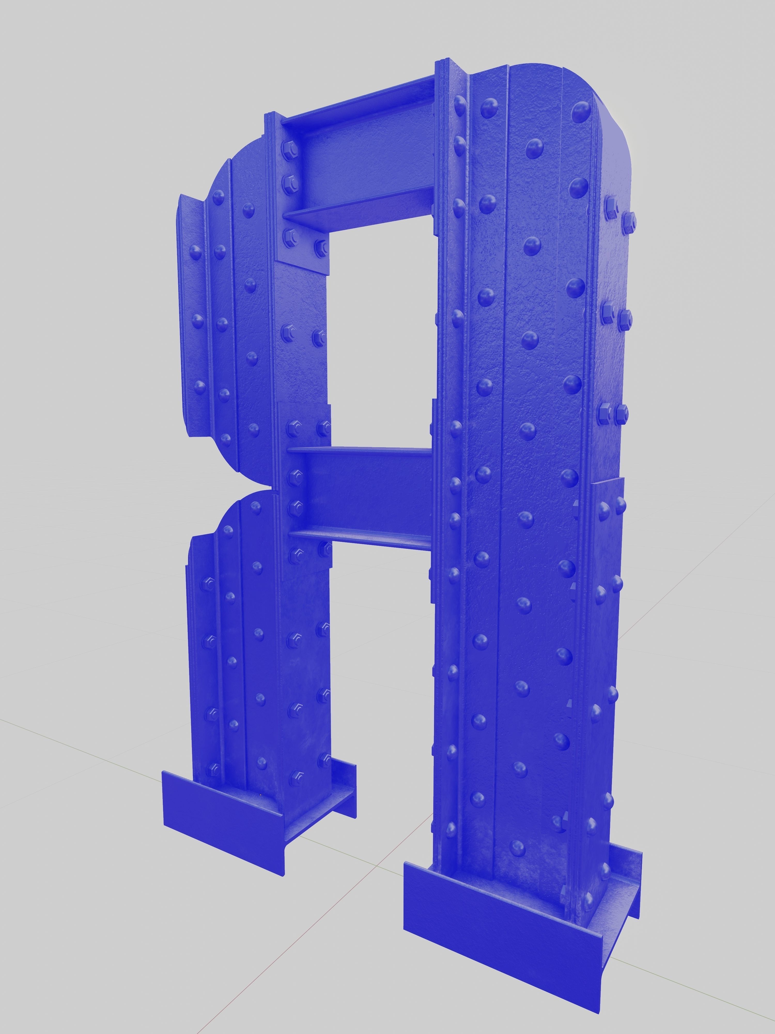 Steel Construction Font - Letter R 3D model_3