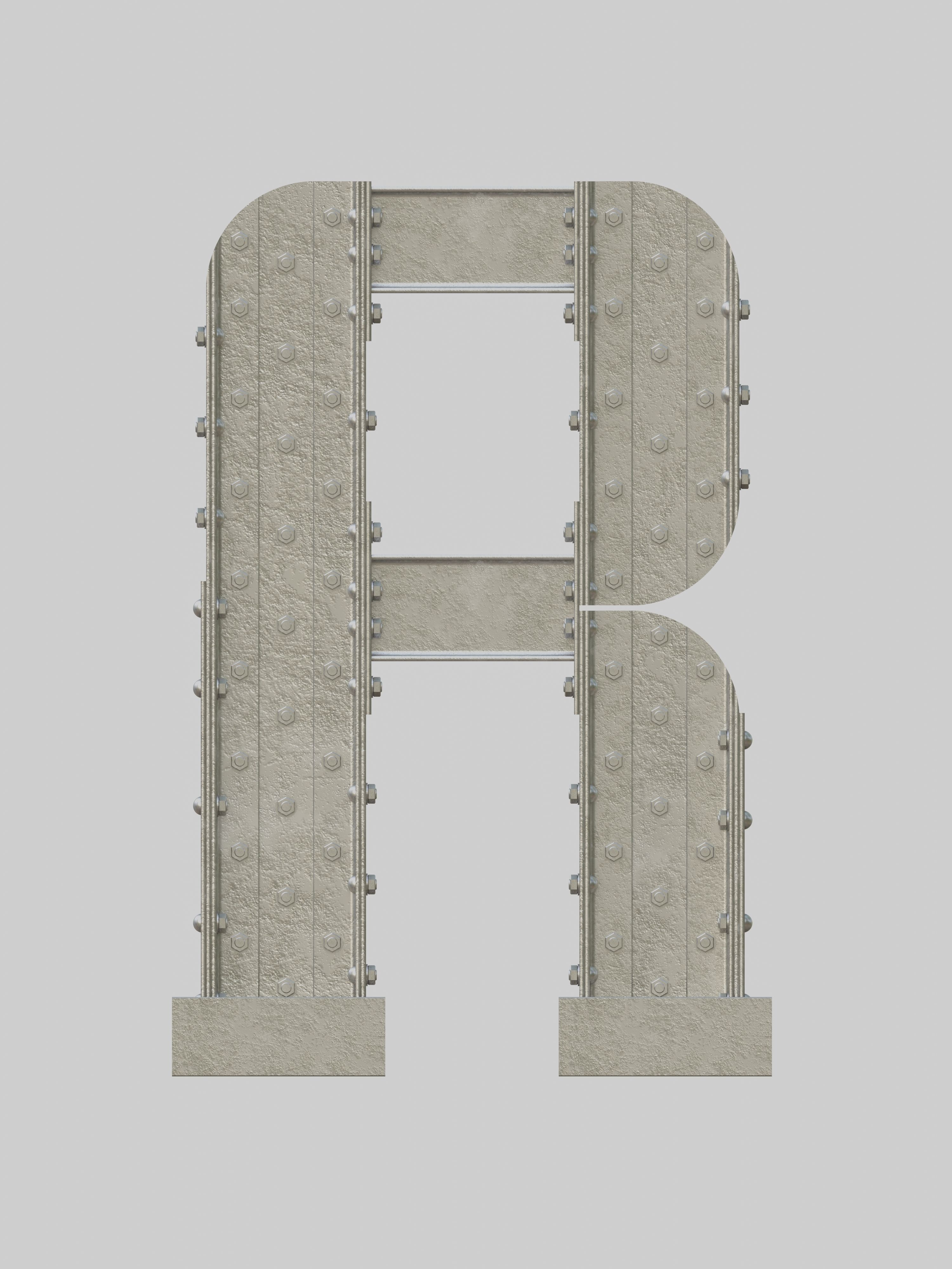 Steel Construction Font - Letter R 3D model_1