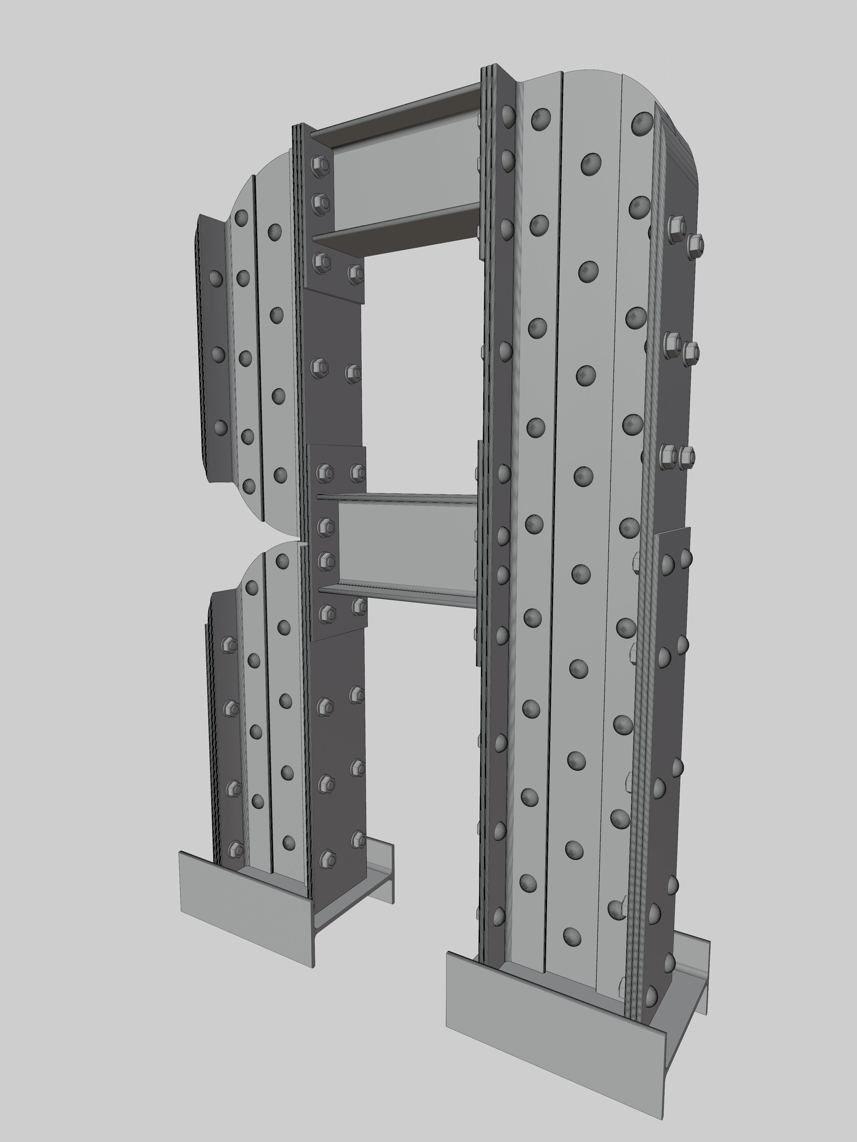 Steel Construction Font - Letter R 3D model_4