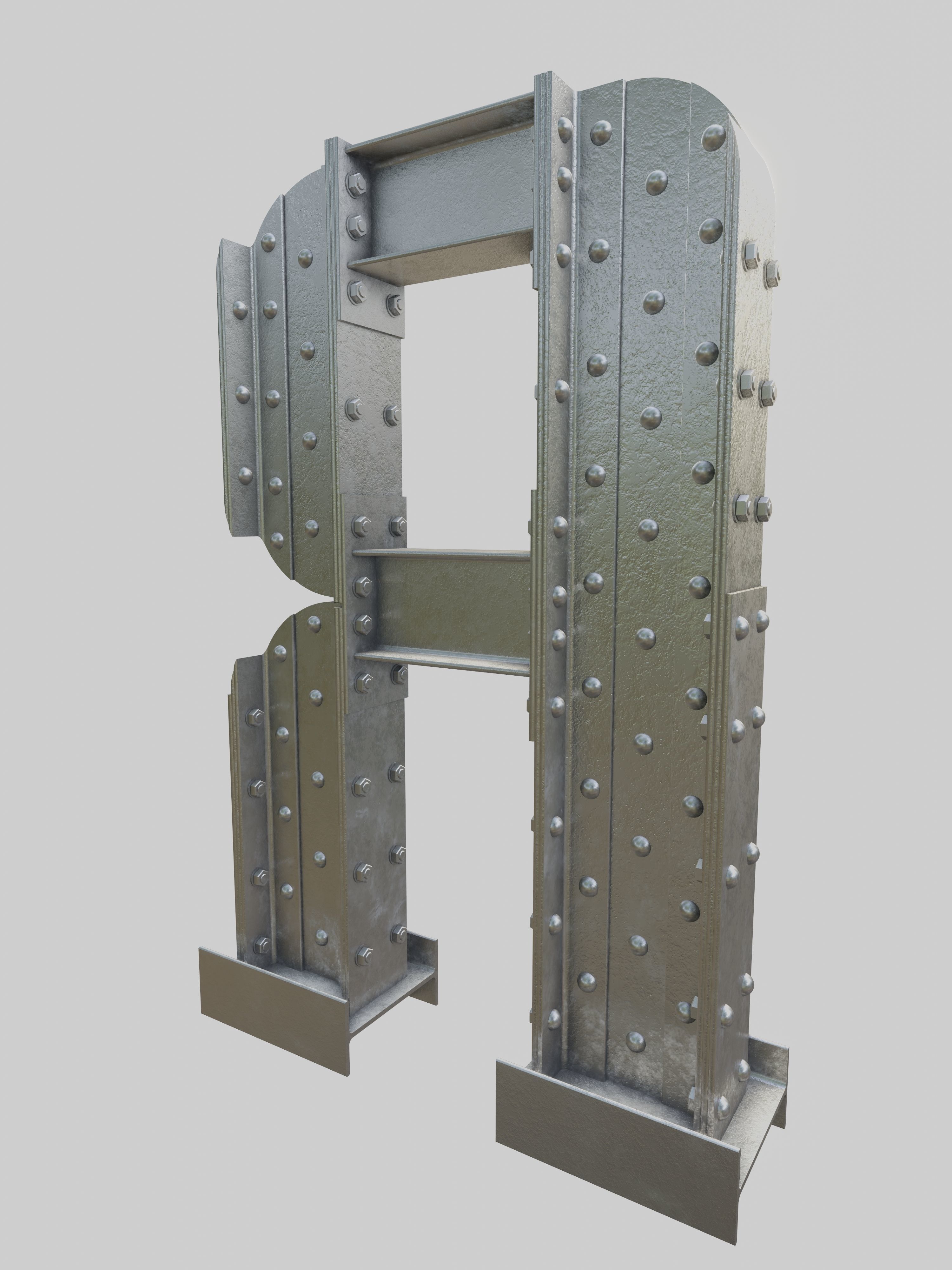 Steel Construction Font - Letter R 3D model_2