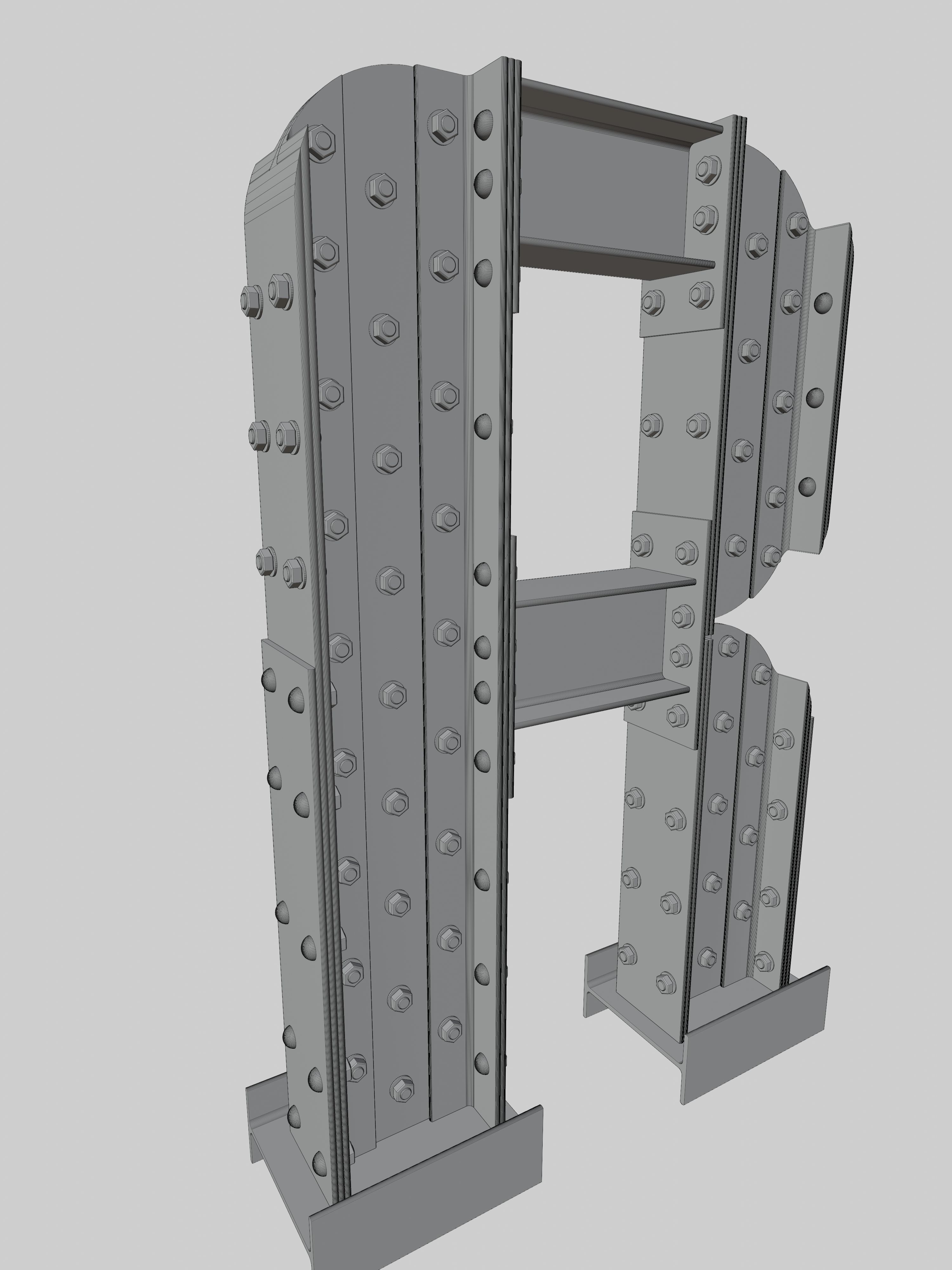 Steel Construction Font - Letter R 3D model_5