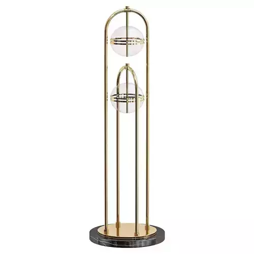 SANDERS gold floor lamp with two glass globes