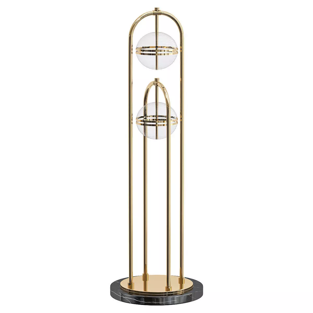 SANDERS gold floor lamp with two glass globes 3D model_0