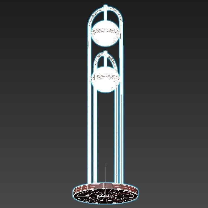 SANDERS gold floor lamp with two glass globes 3D model_3