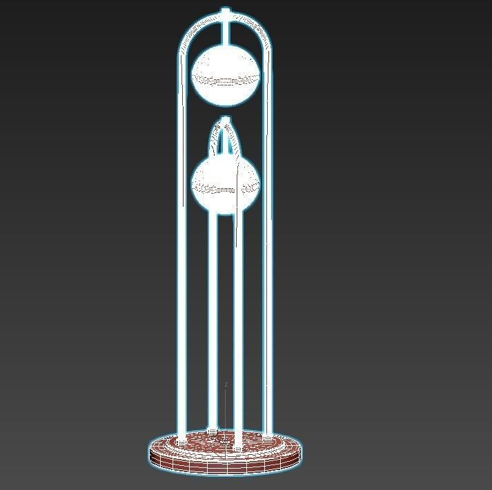 SANDERS gold floor lamp with two glass globes 3D model_2