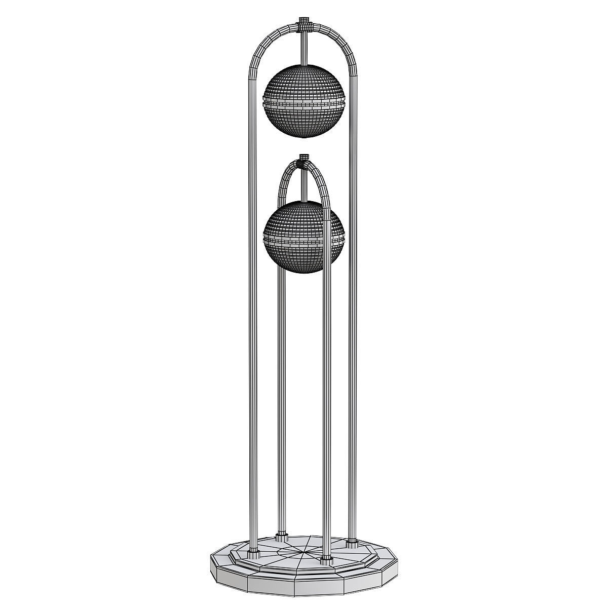 SANDERS gold floor lamp with two glass globes 3D model_1