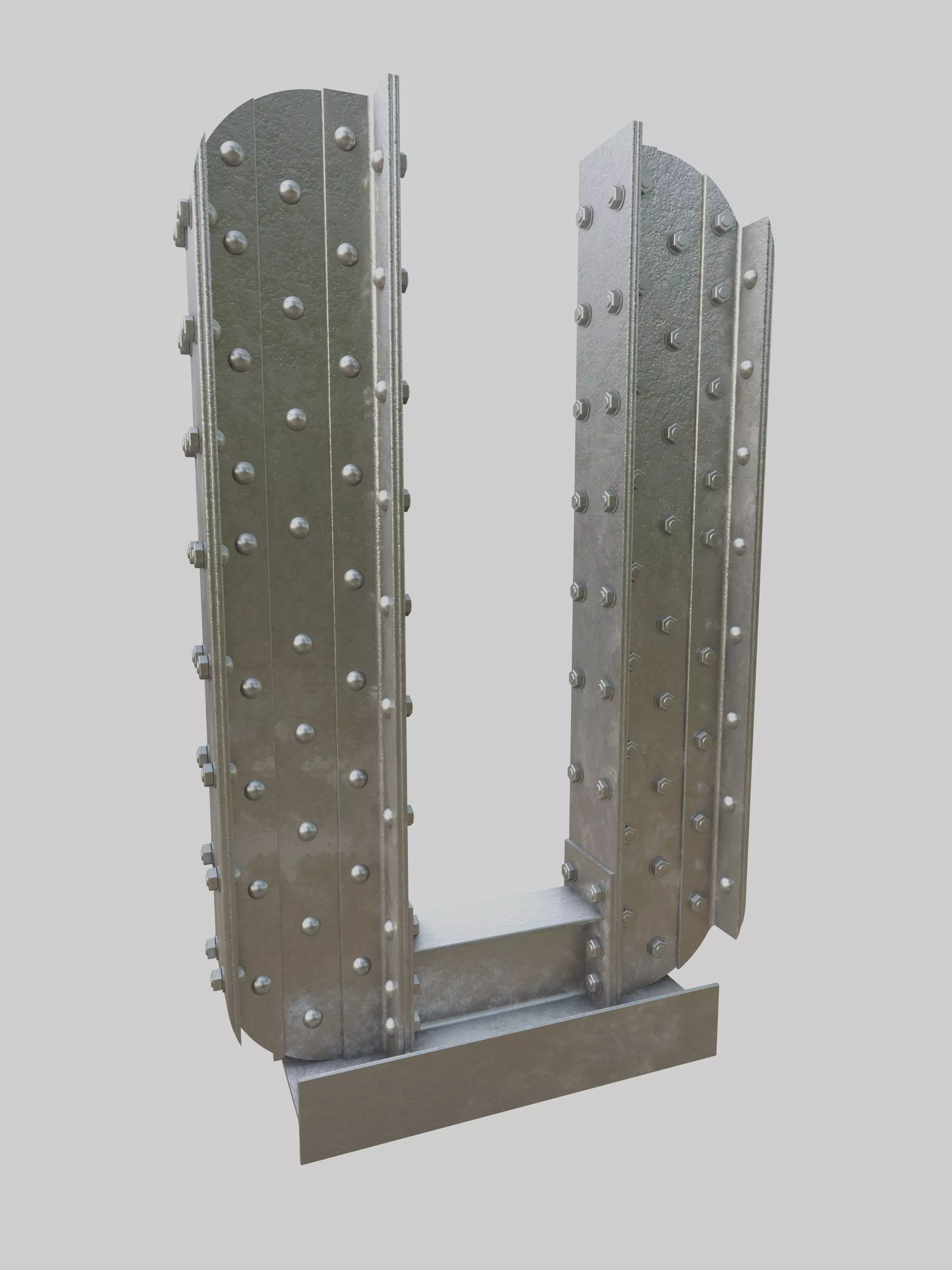 Steel Construction Font - Letter U 3D model_0