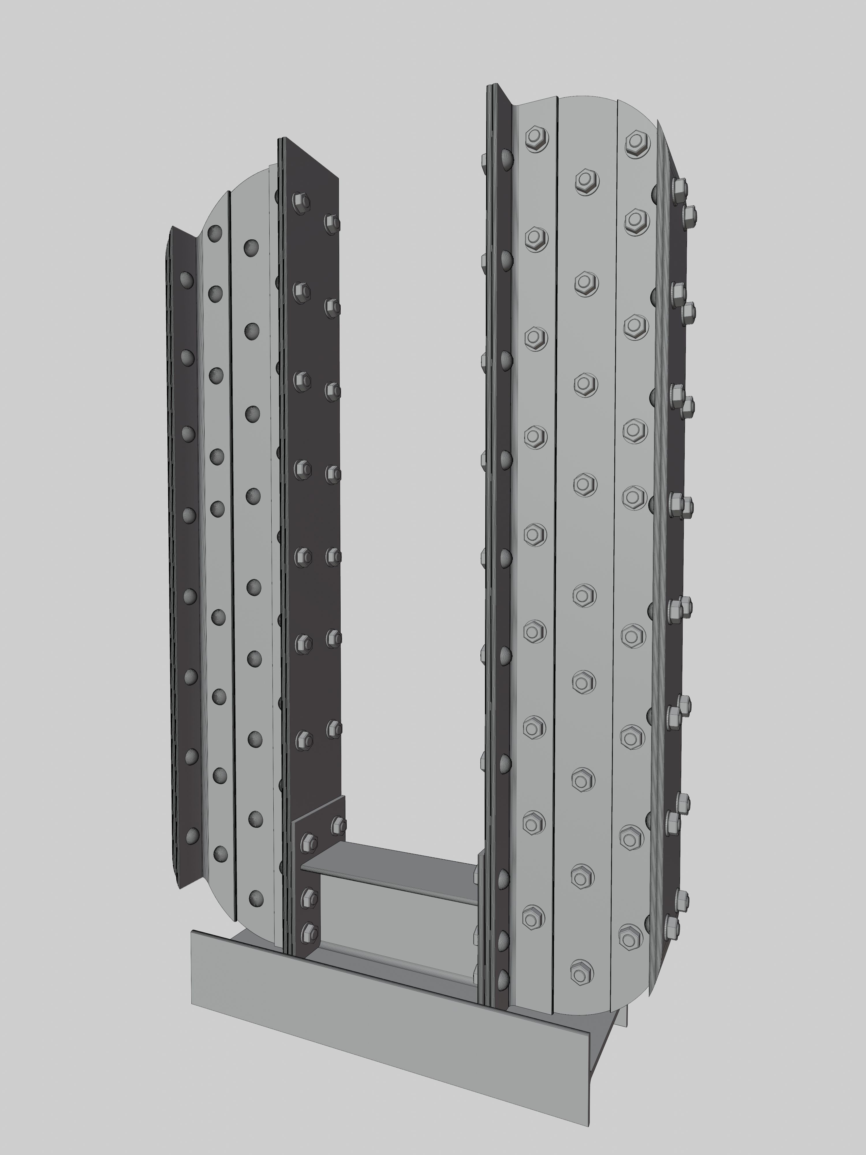 Steel Construction Font - Letter U 3D model_4