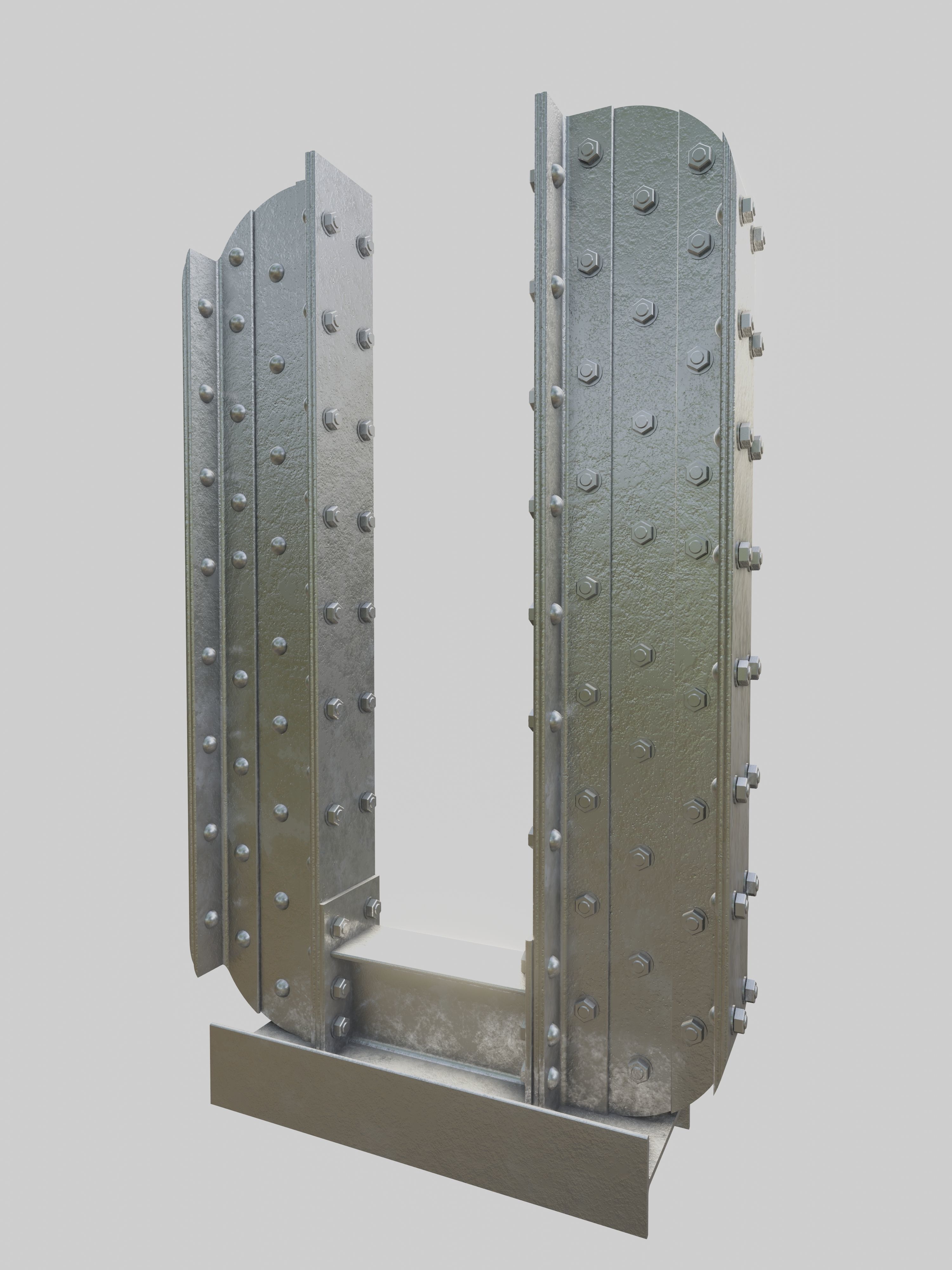 Steel Construction Font - Letter U 3D model_2