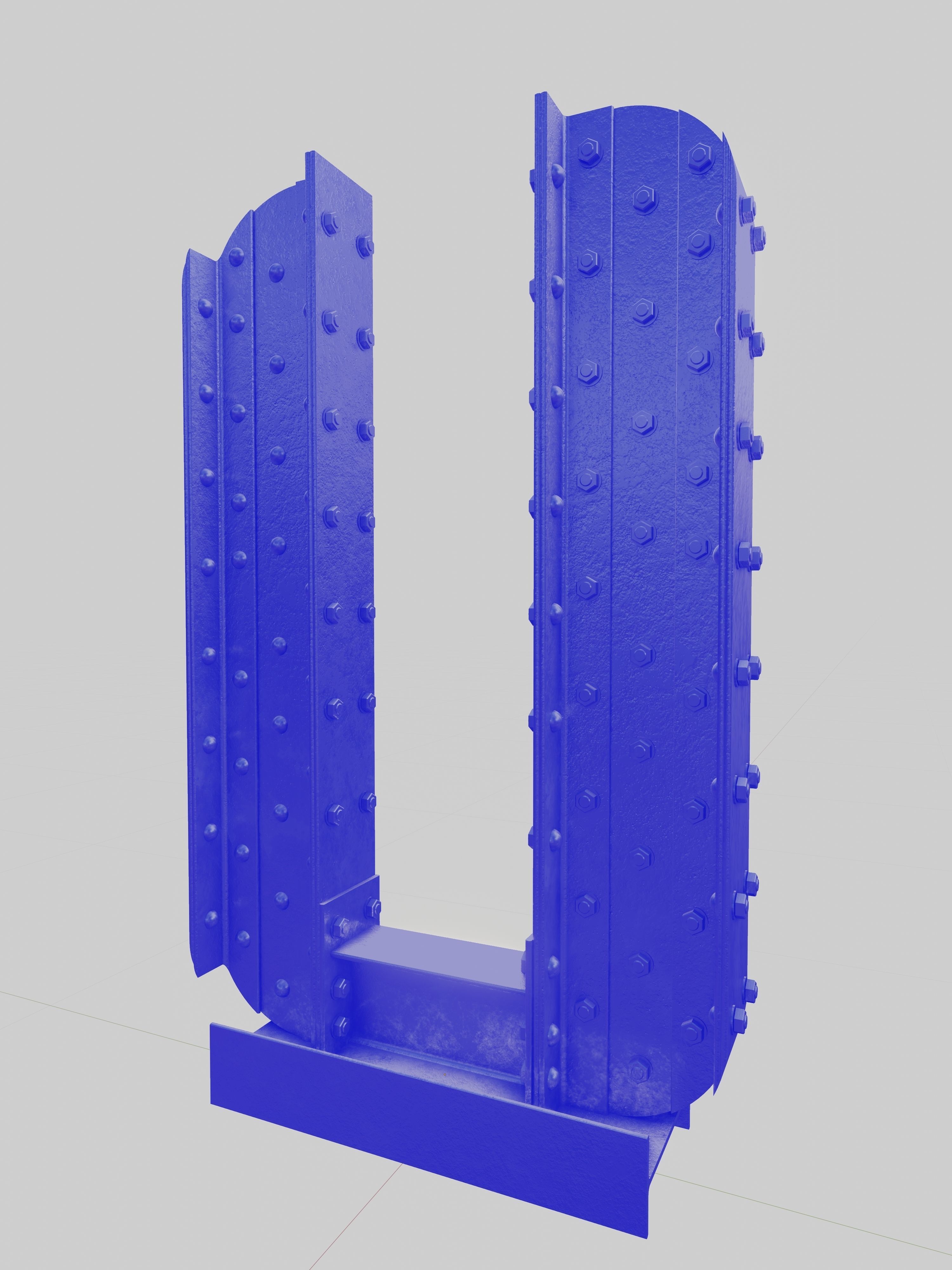 Steel Construction Font - Letter U 3D model_3