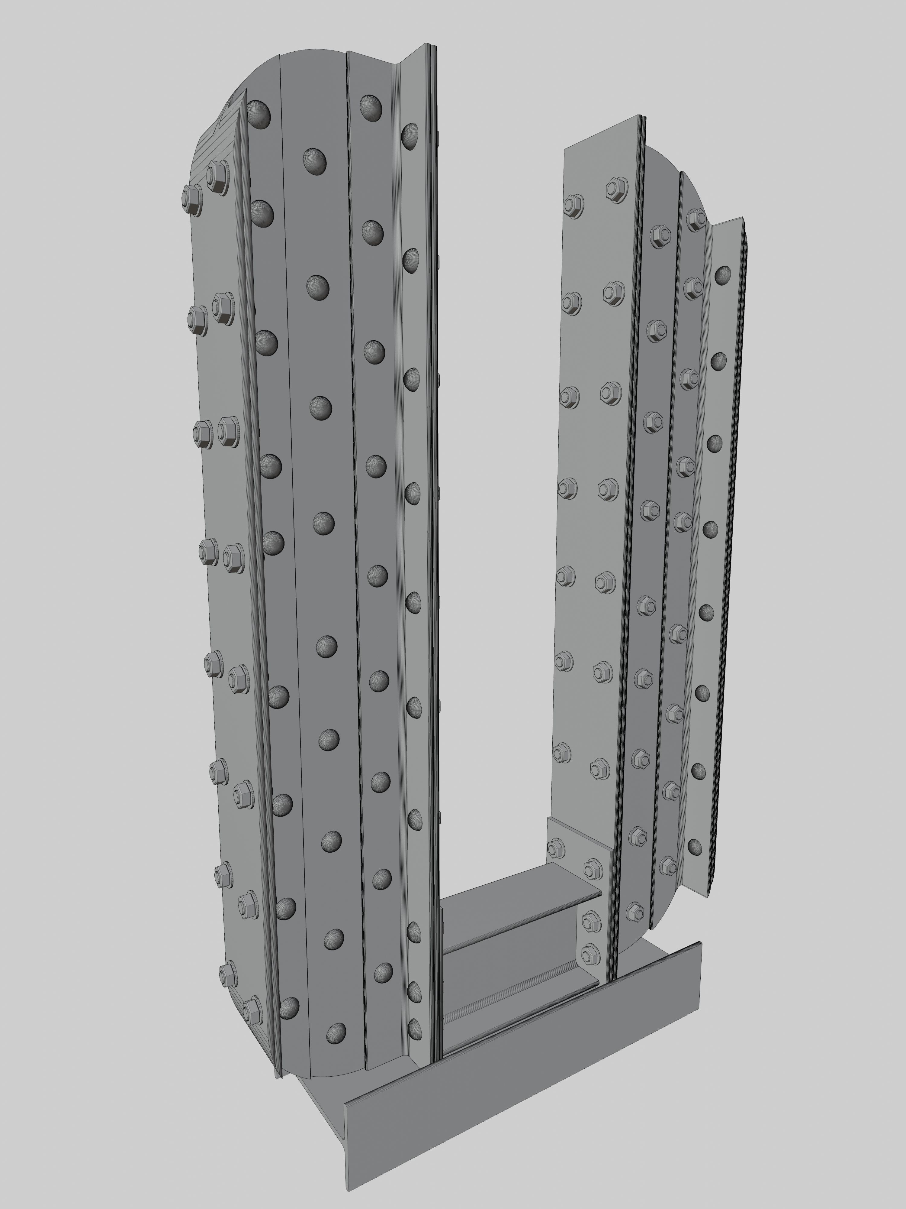 Steel Construction Font - Letter U 3D model_5