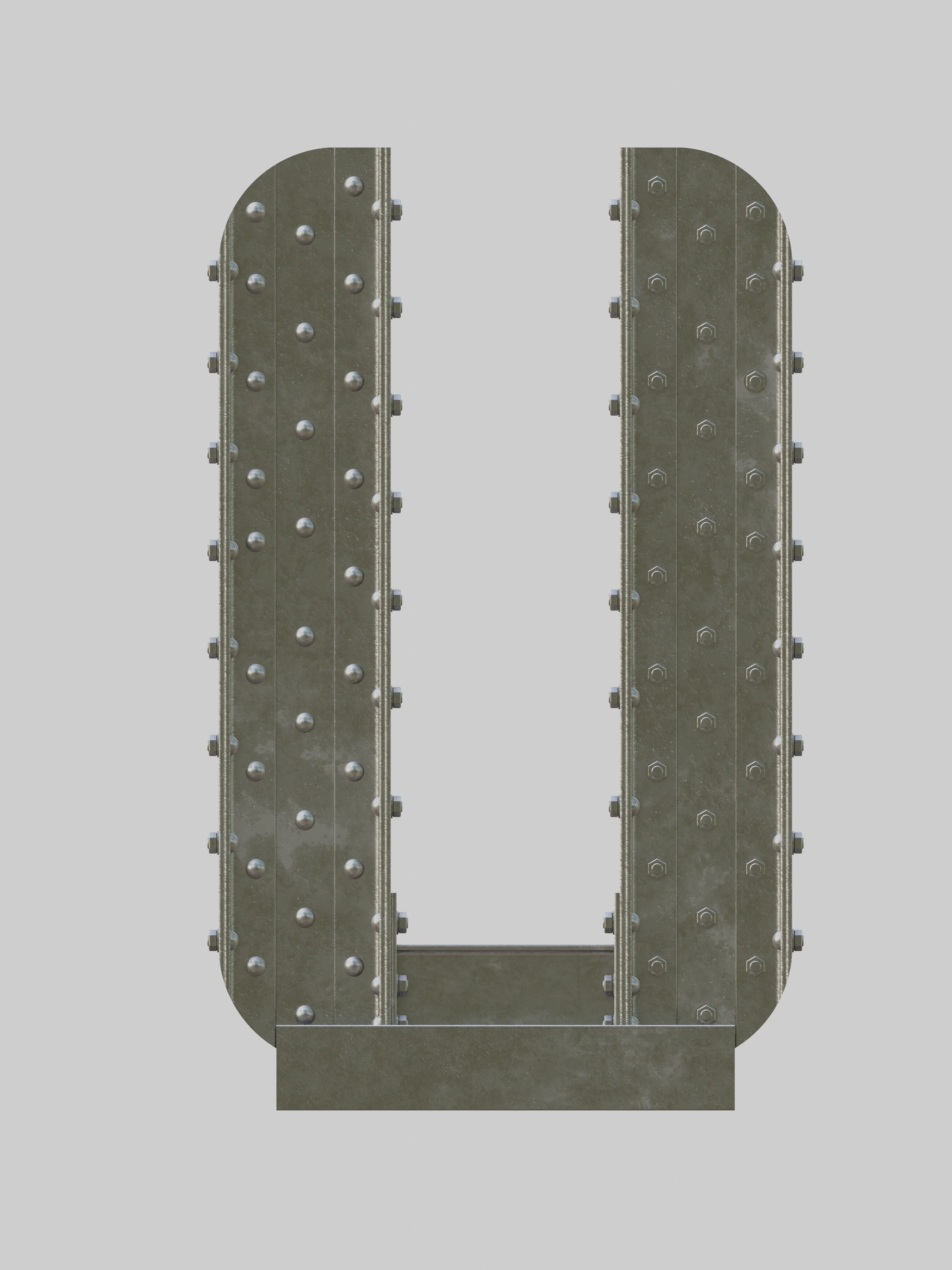 Steel Construction Font - Letter U 3D model_1