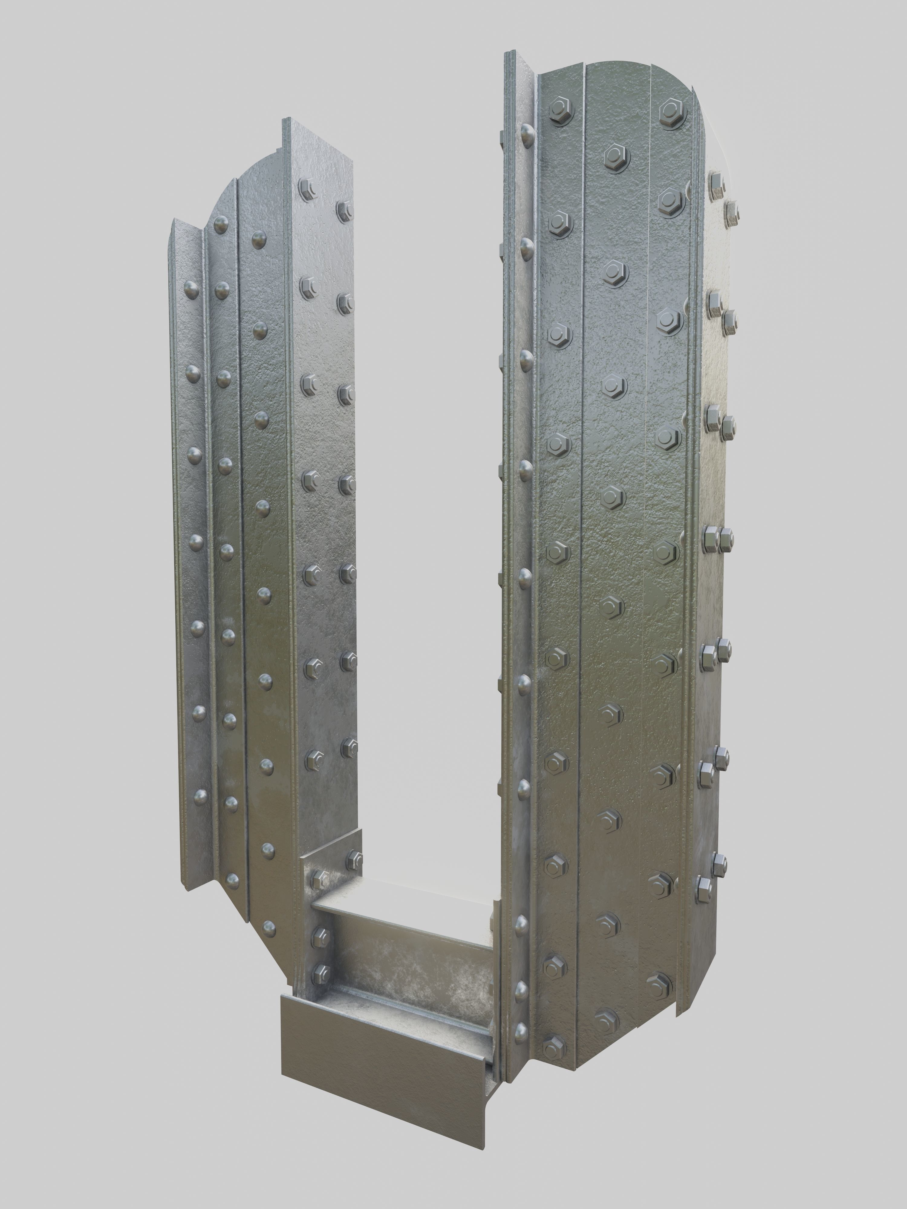 Steel Construction Font - Letter V 3D model_2