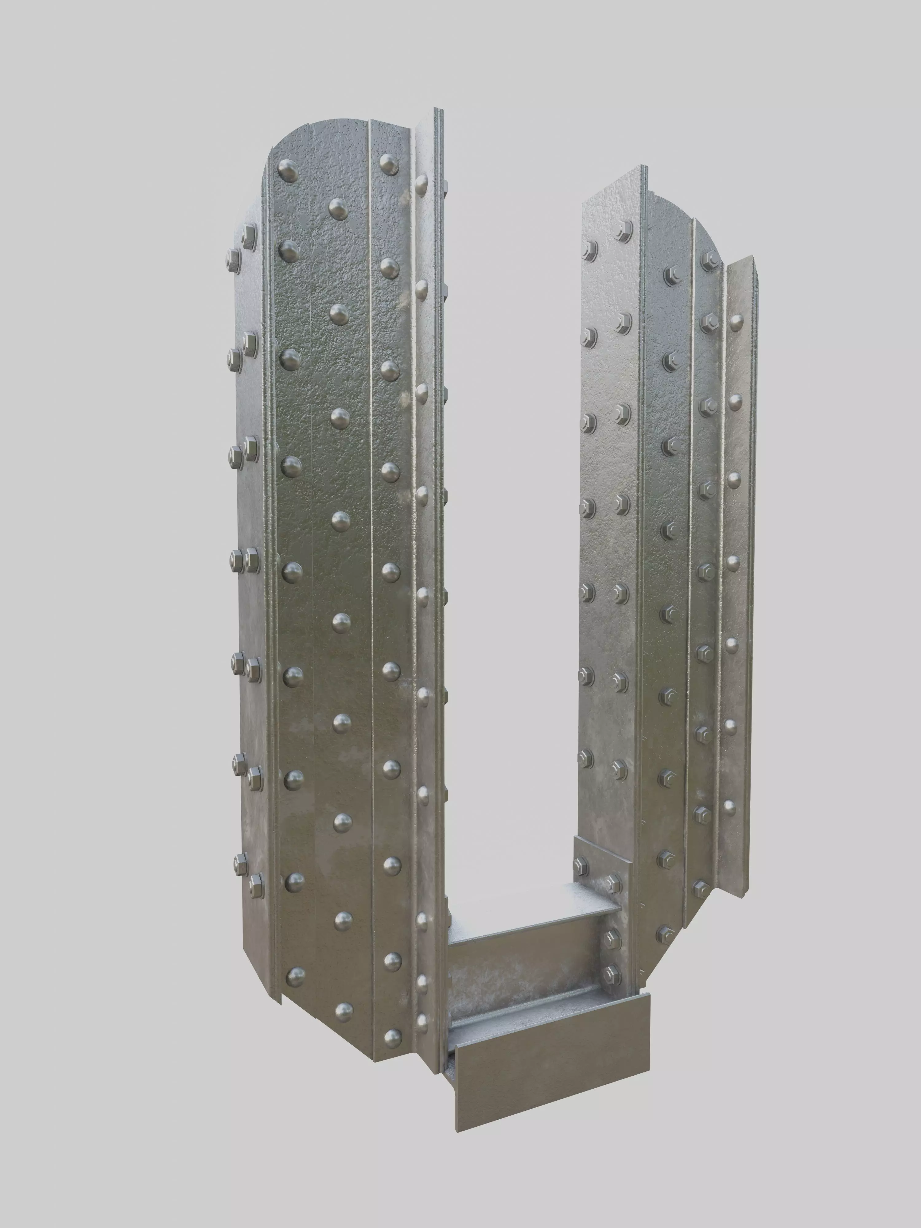 Steel Construction Font - Letter V 3D model_0