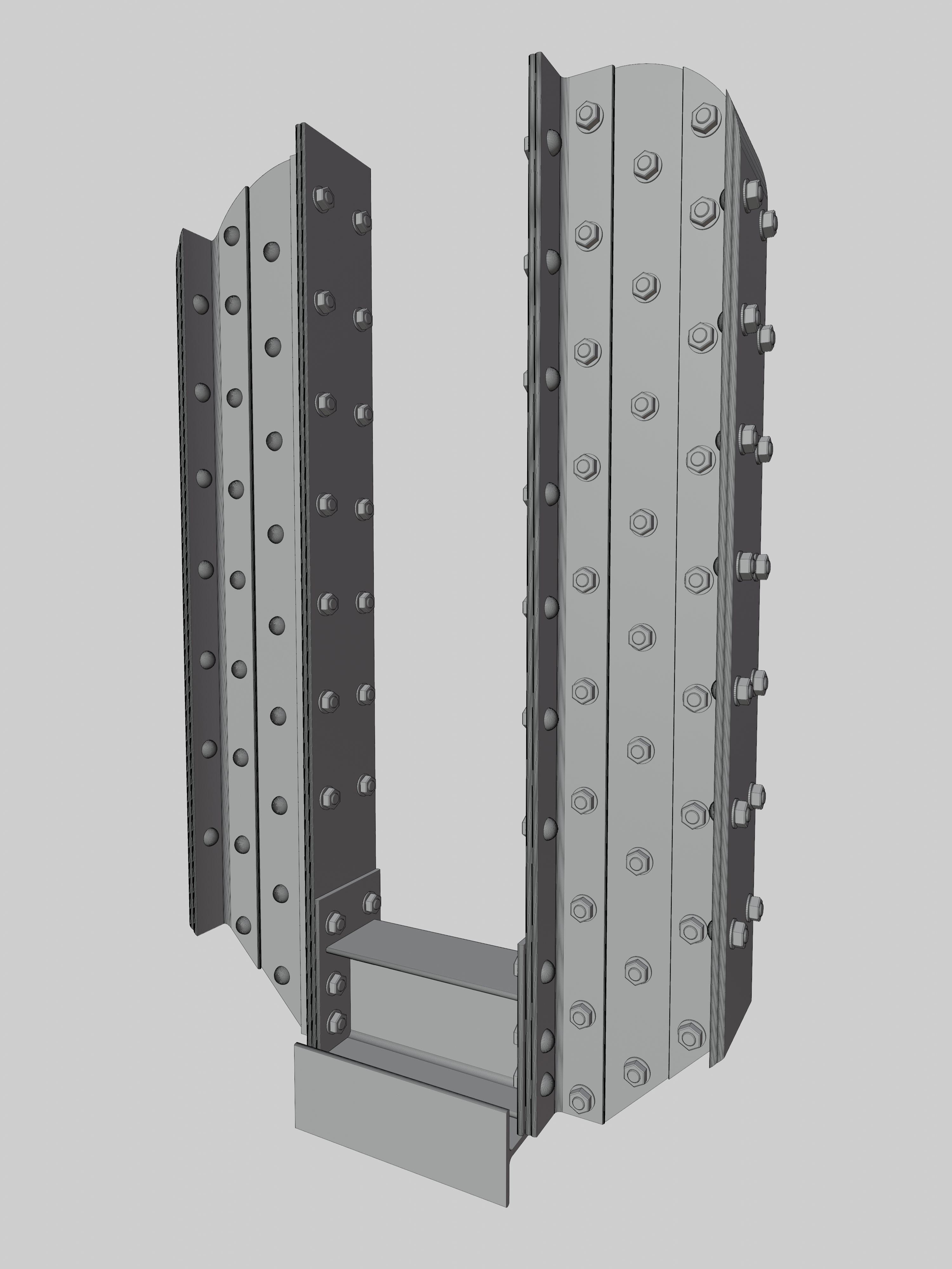 Steel Construction Font - Letter V 3D model_4