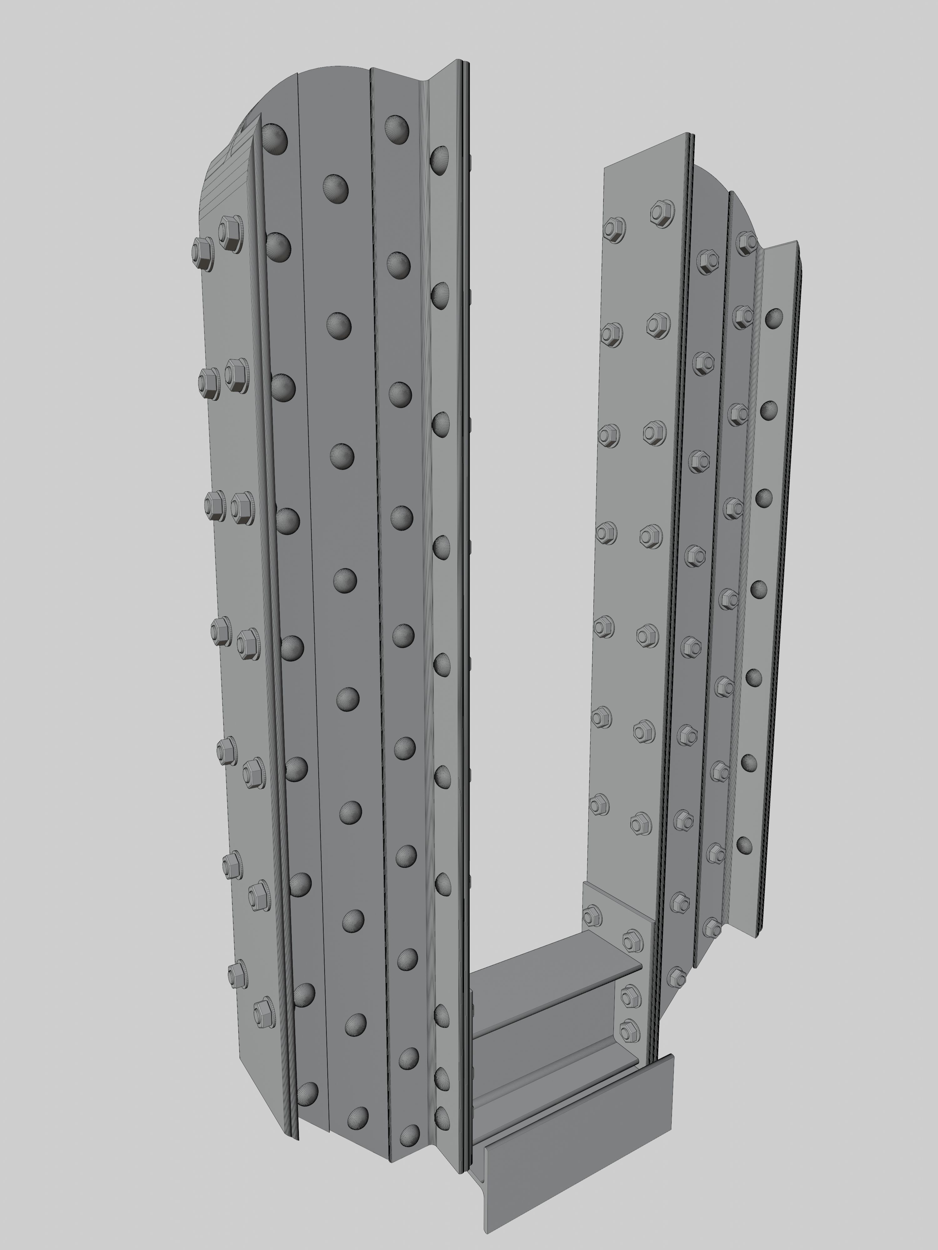 Steel Construction Font - Letter V 3D model_5