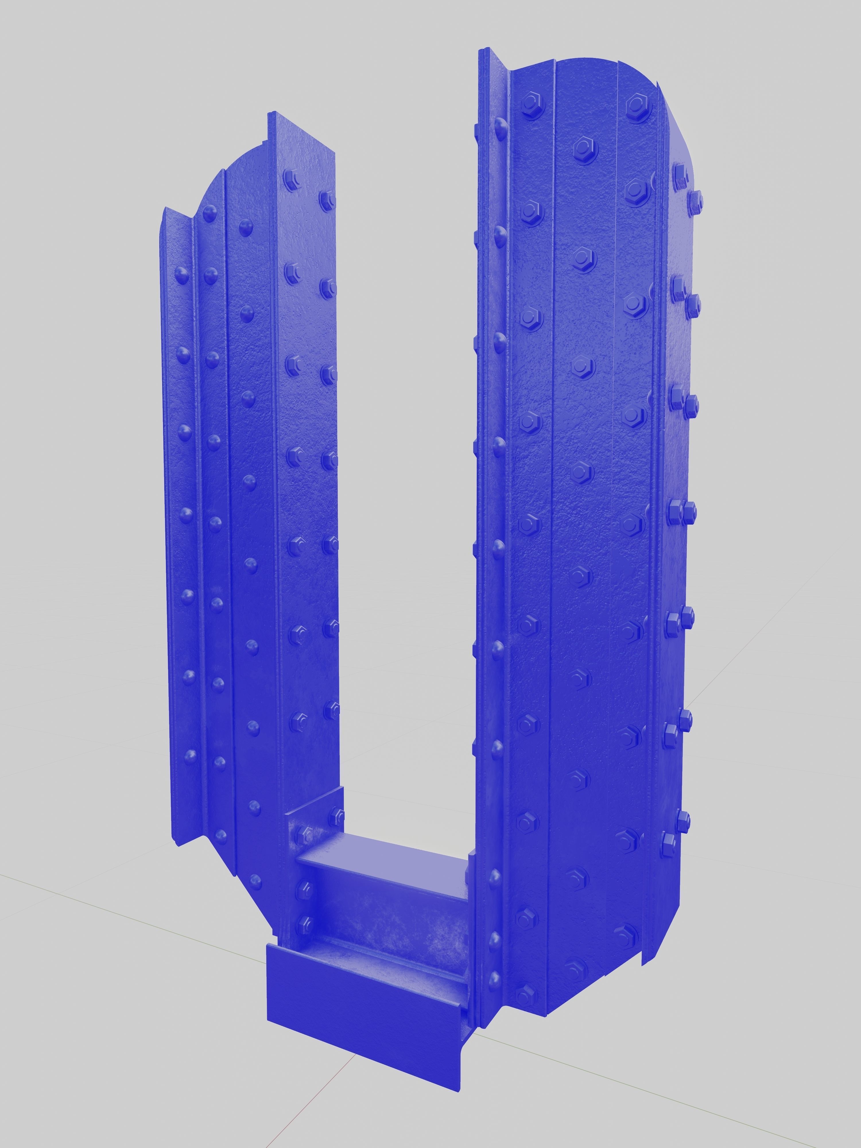 Steel Construction Font - Letter V 3D model_3