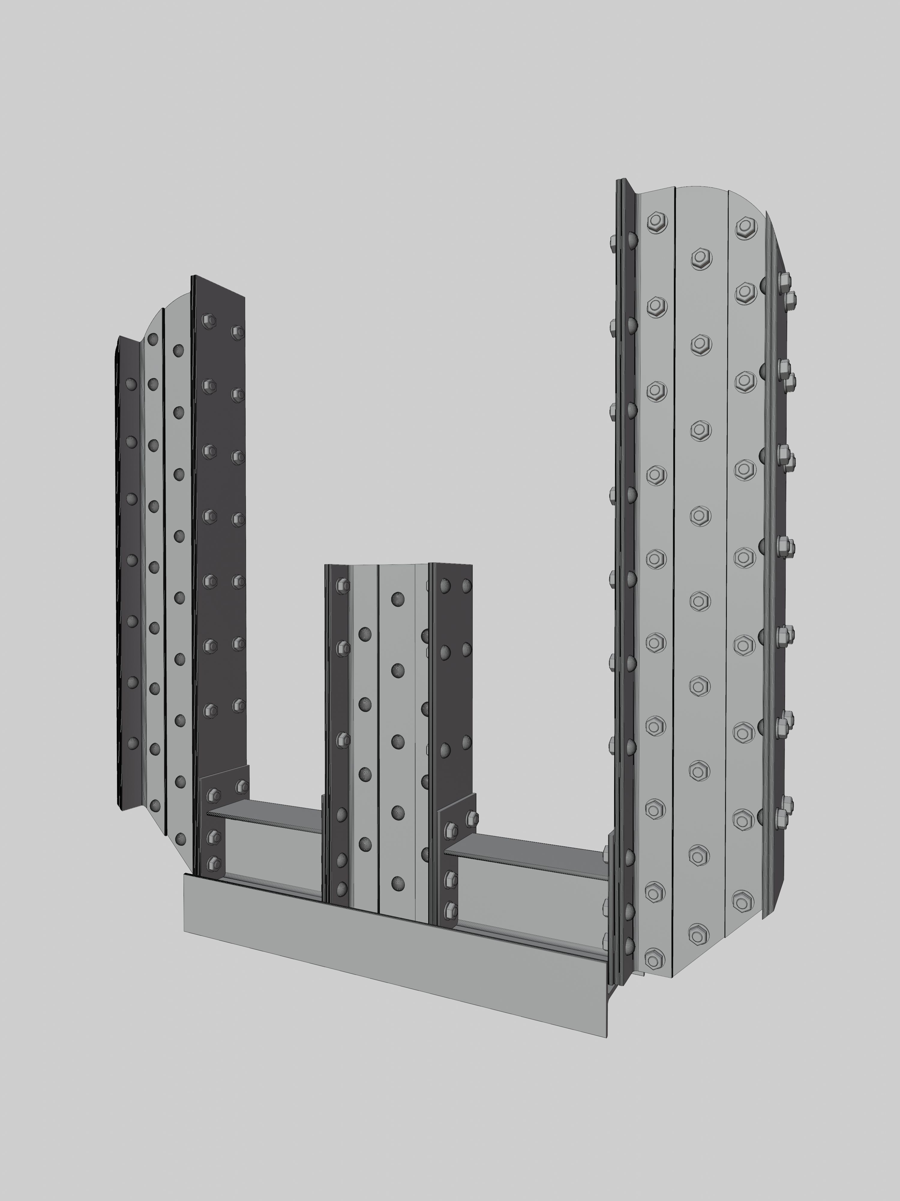 Steel Construction Font - Letter W 3D model_4