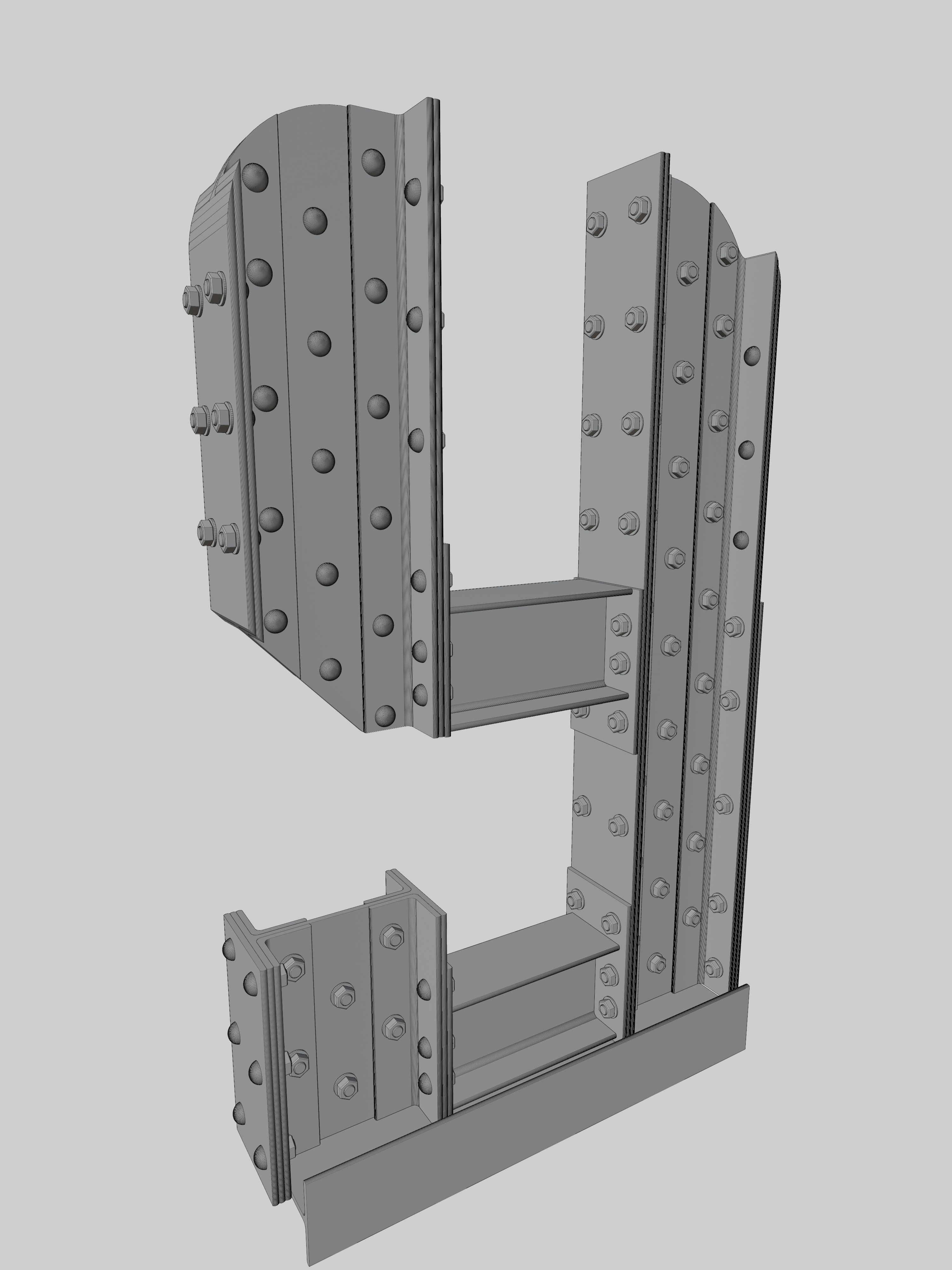 Steel Construction Font - Letter Y 3D model_5