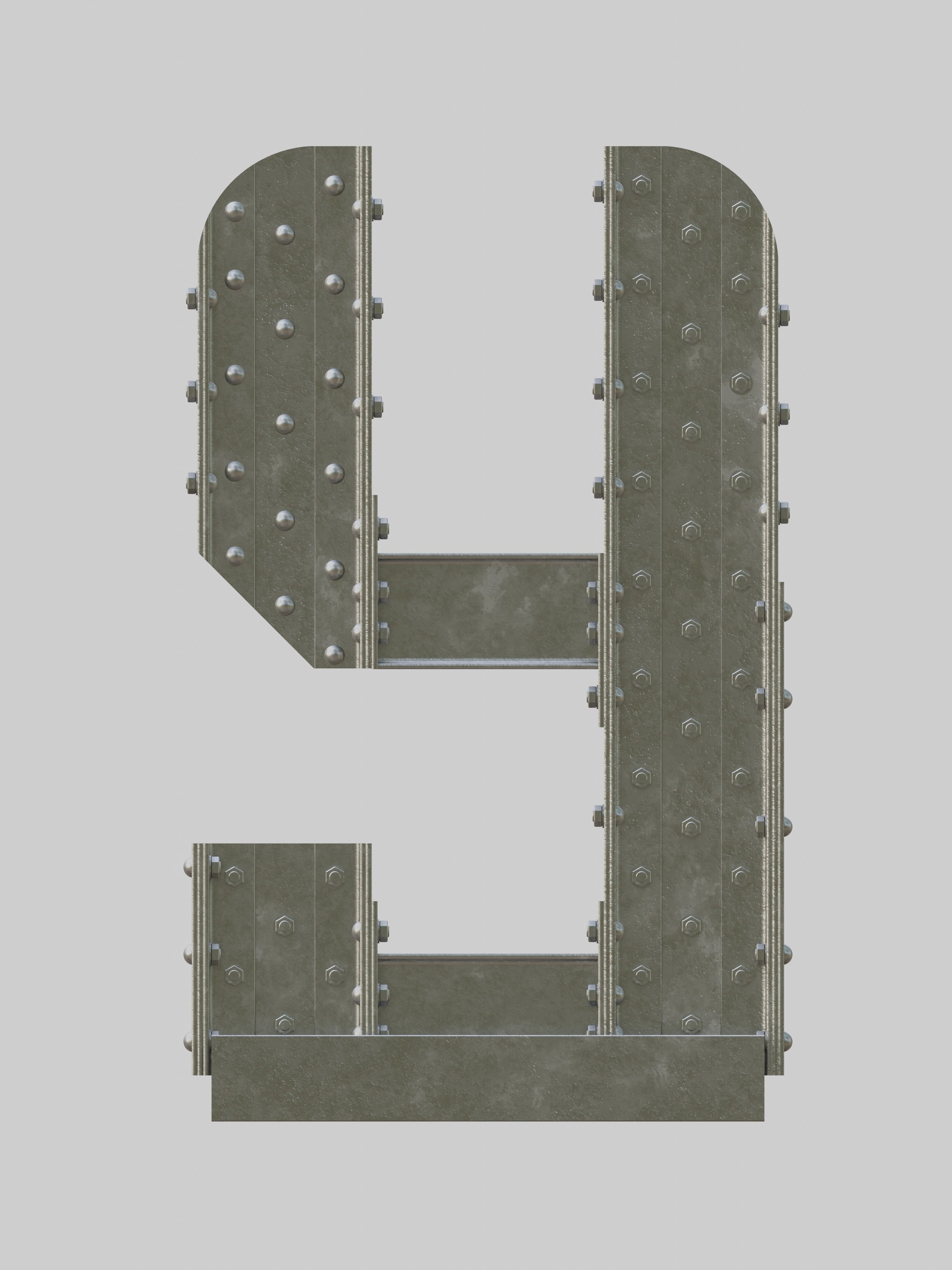 Steel Construction Font - Letter Y 3D model_1