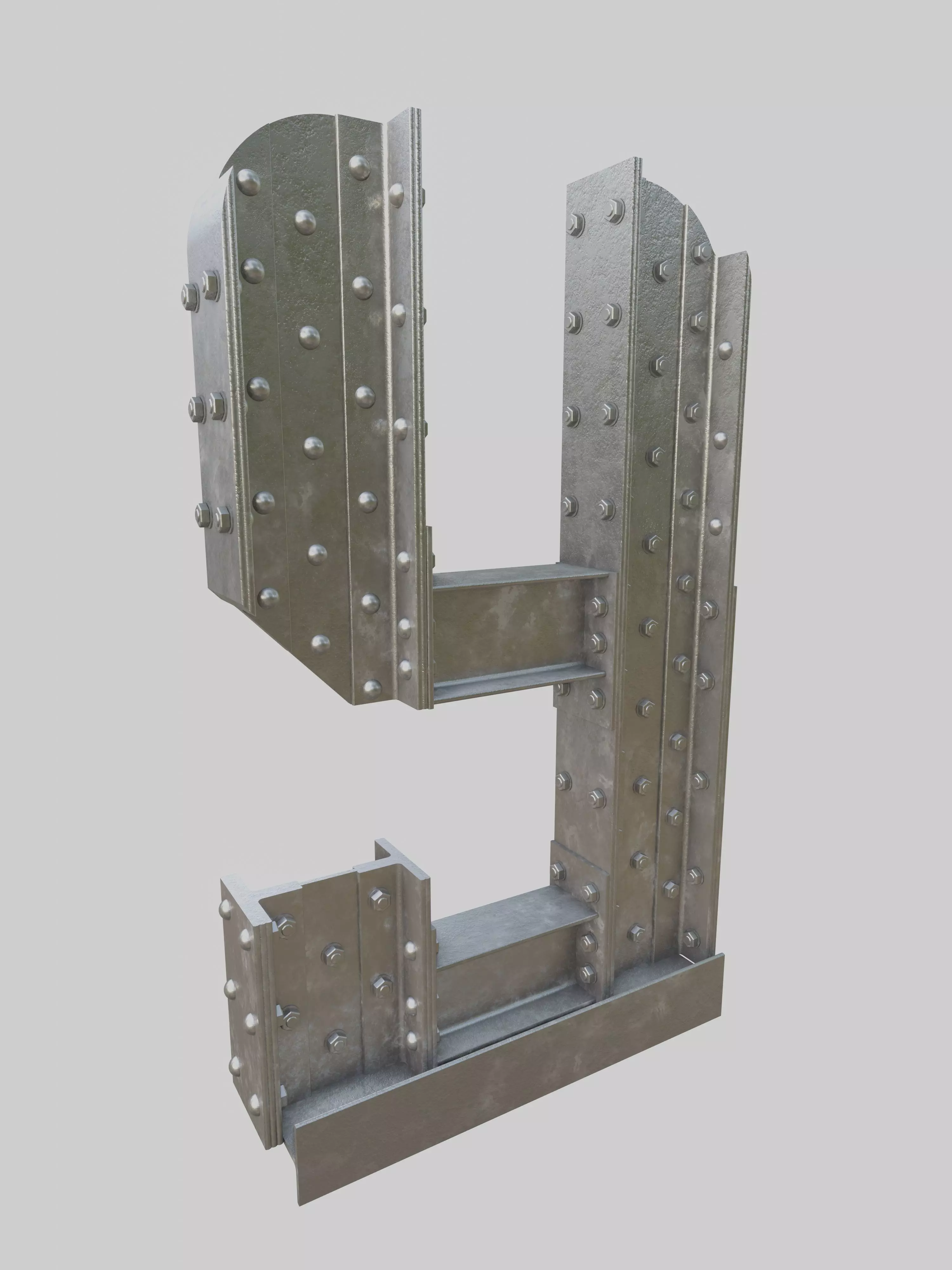 Steel Construction Font - Letter Y 3D model_0