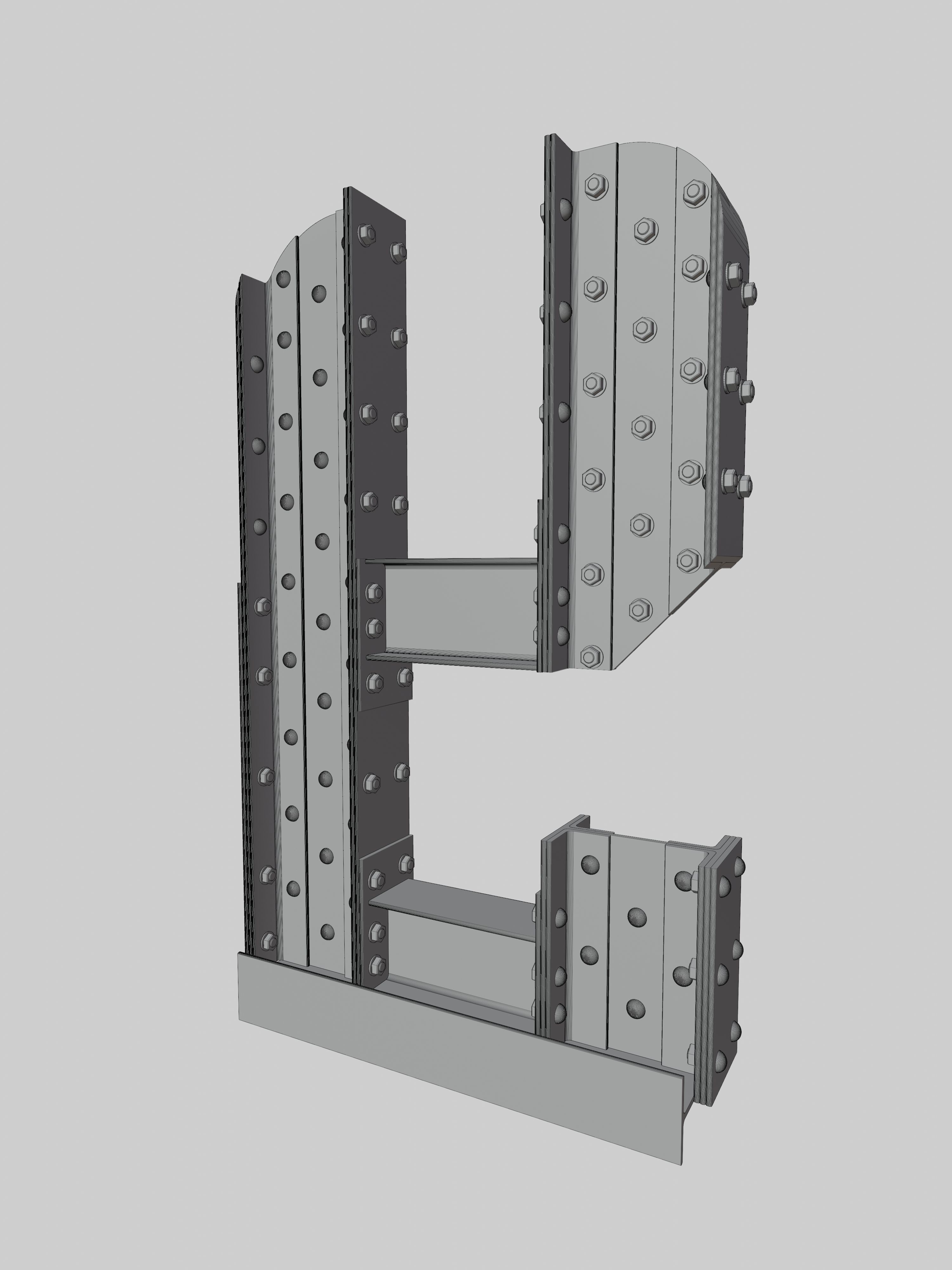 Steel Construction Font - Letter Y 3D model_4