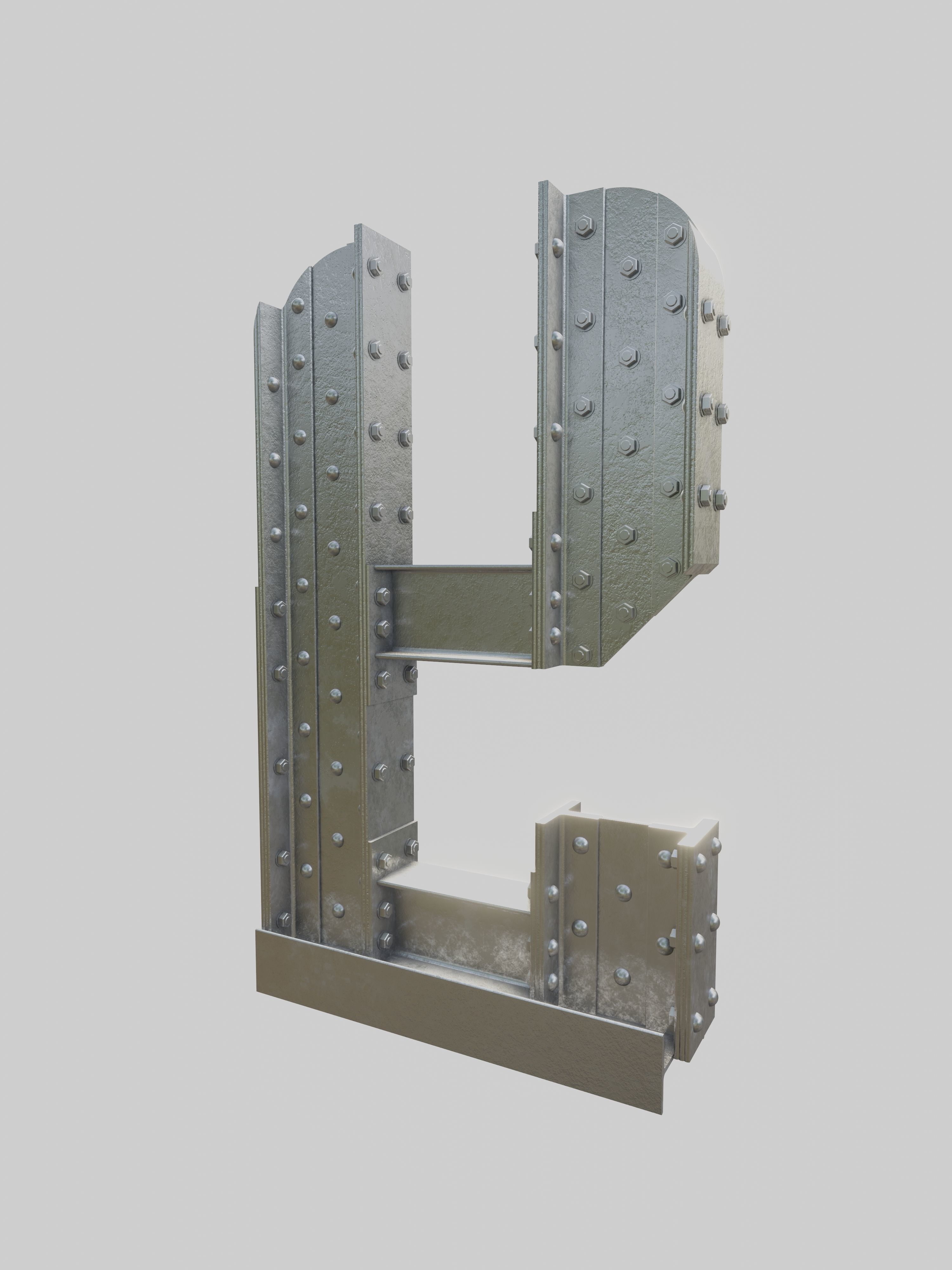 Steel Construction Font - Letter Y 3D model_2