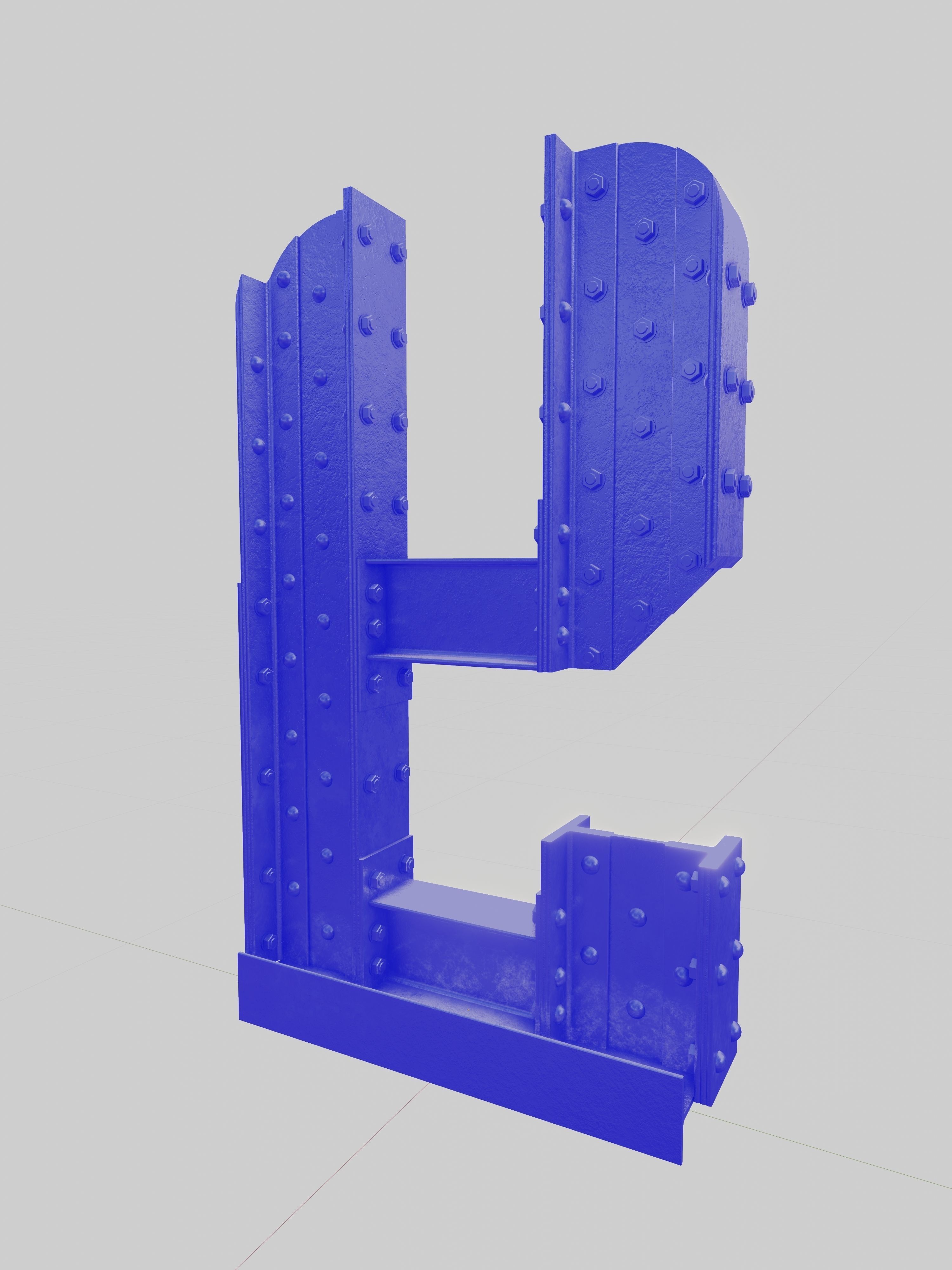 Steel Construction Font - Letter Y 3D model_3