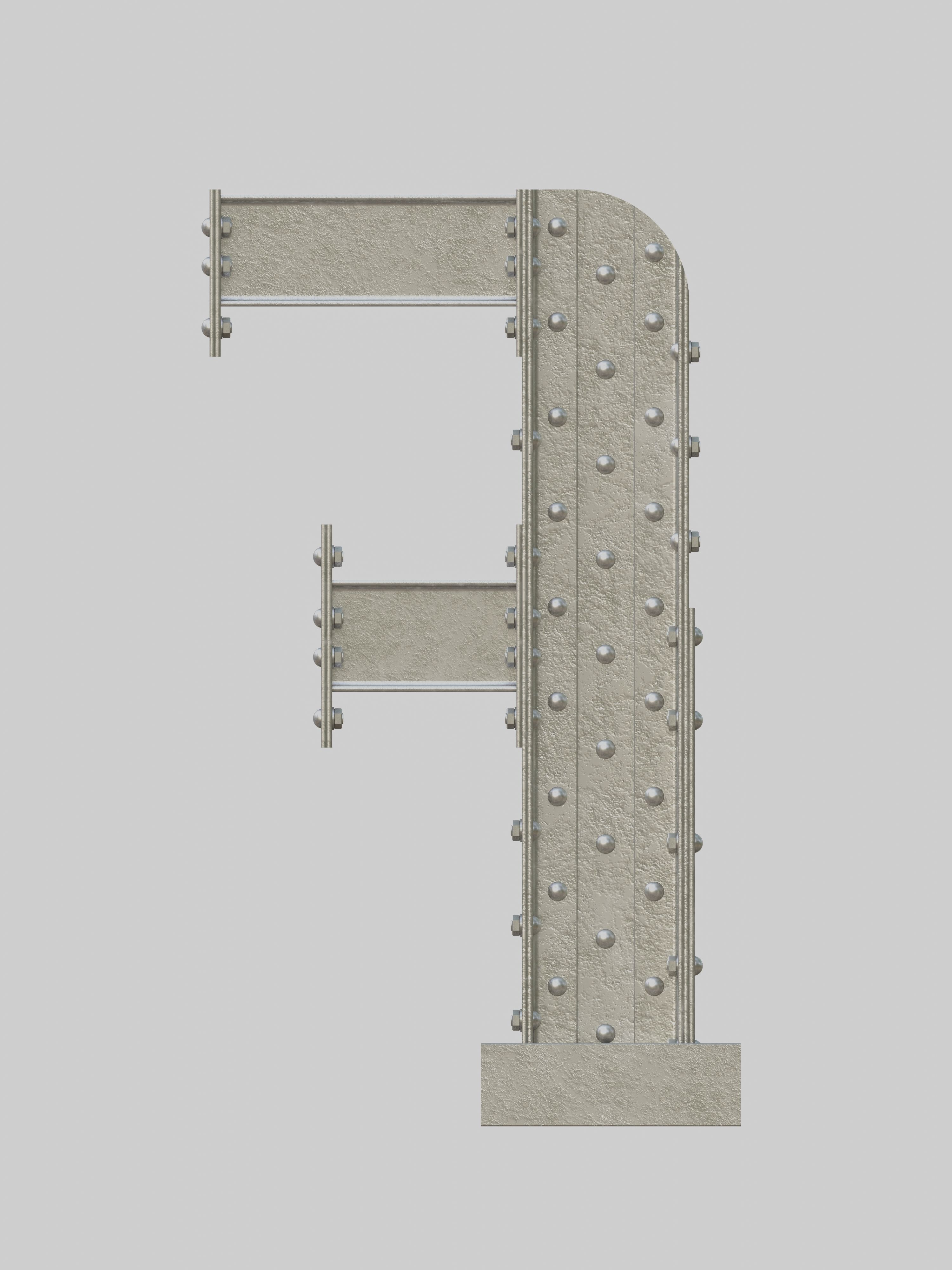 Steel Construction Font - Number7 3D model_1