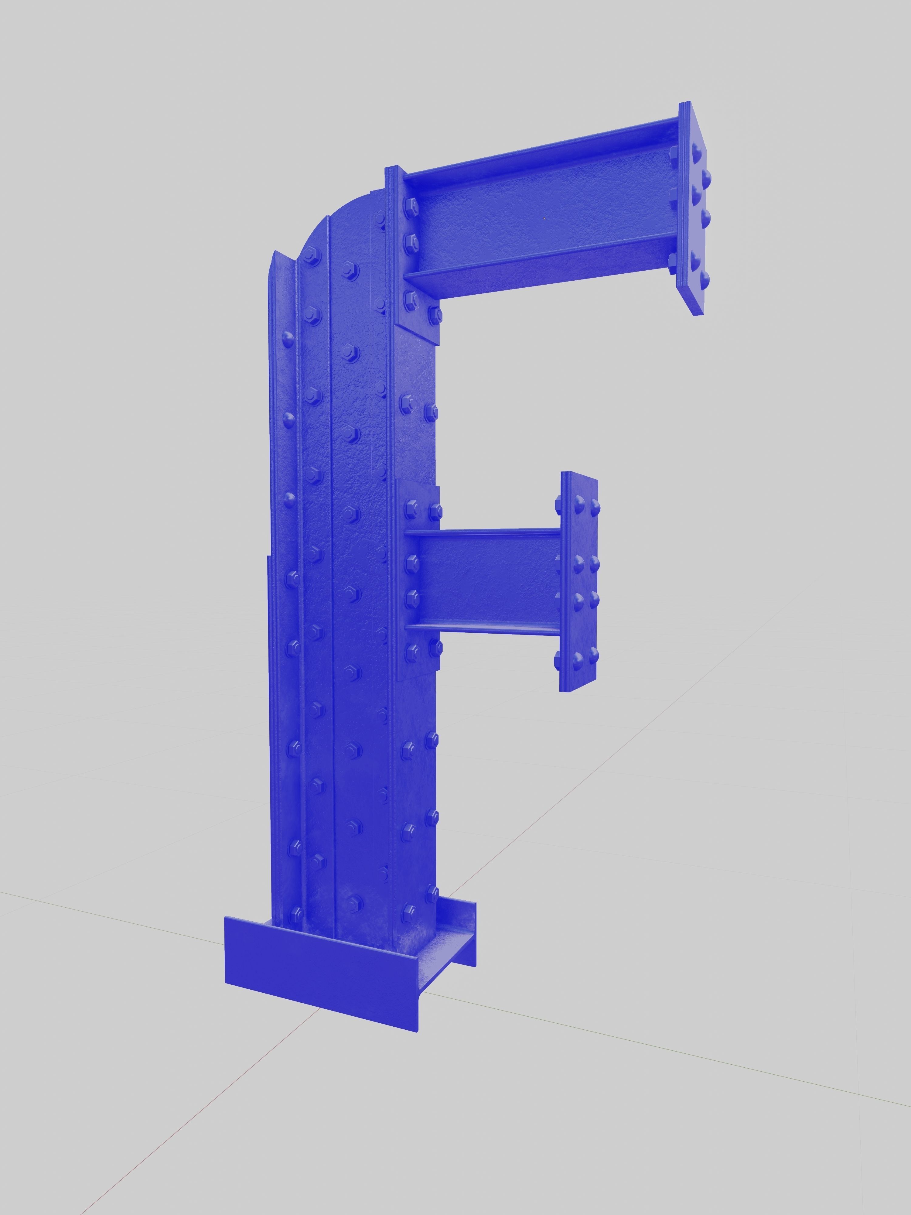 Steel Construction Font - Number7 3D model_3