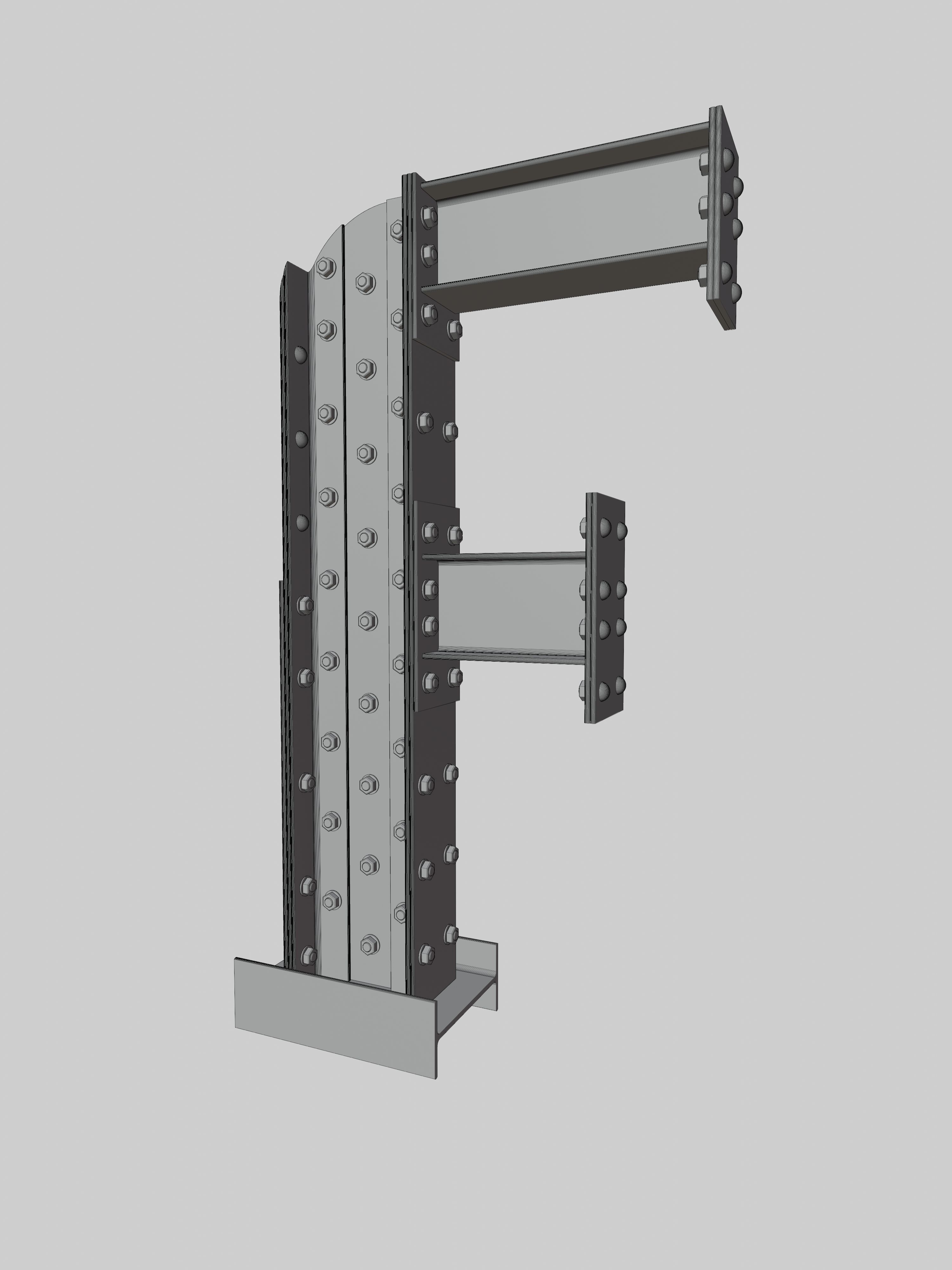 Steel Construction Font - Number7 3D model_4
