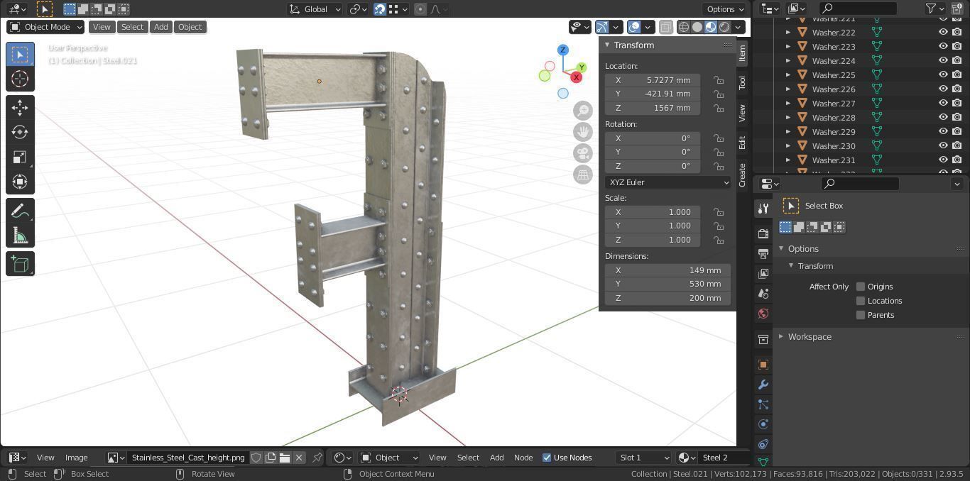Steel Construction Font - Number7 3D model_6