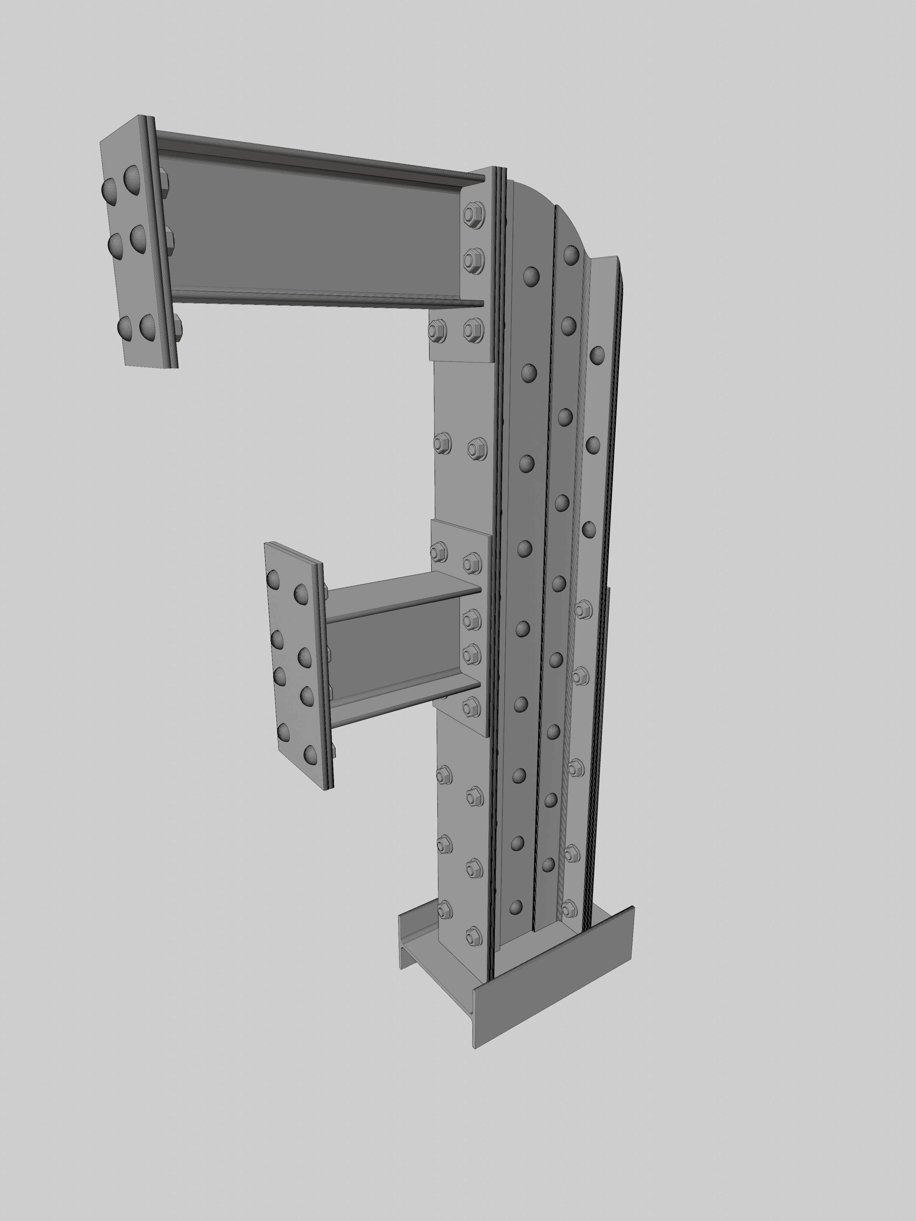 Steel Construction Font - Number7 3D model_5