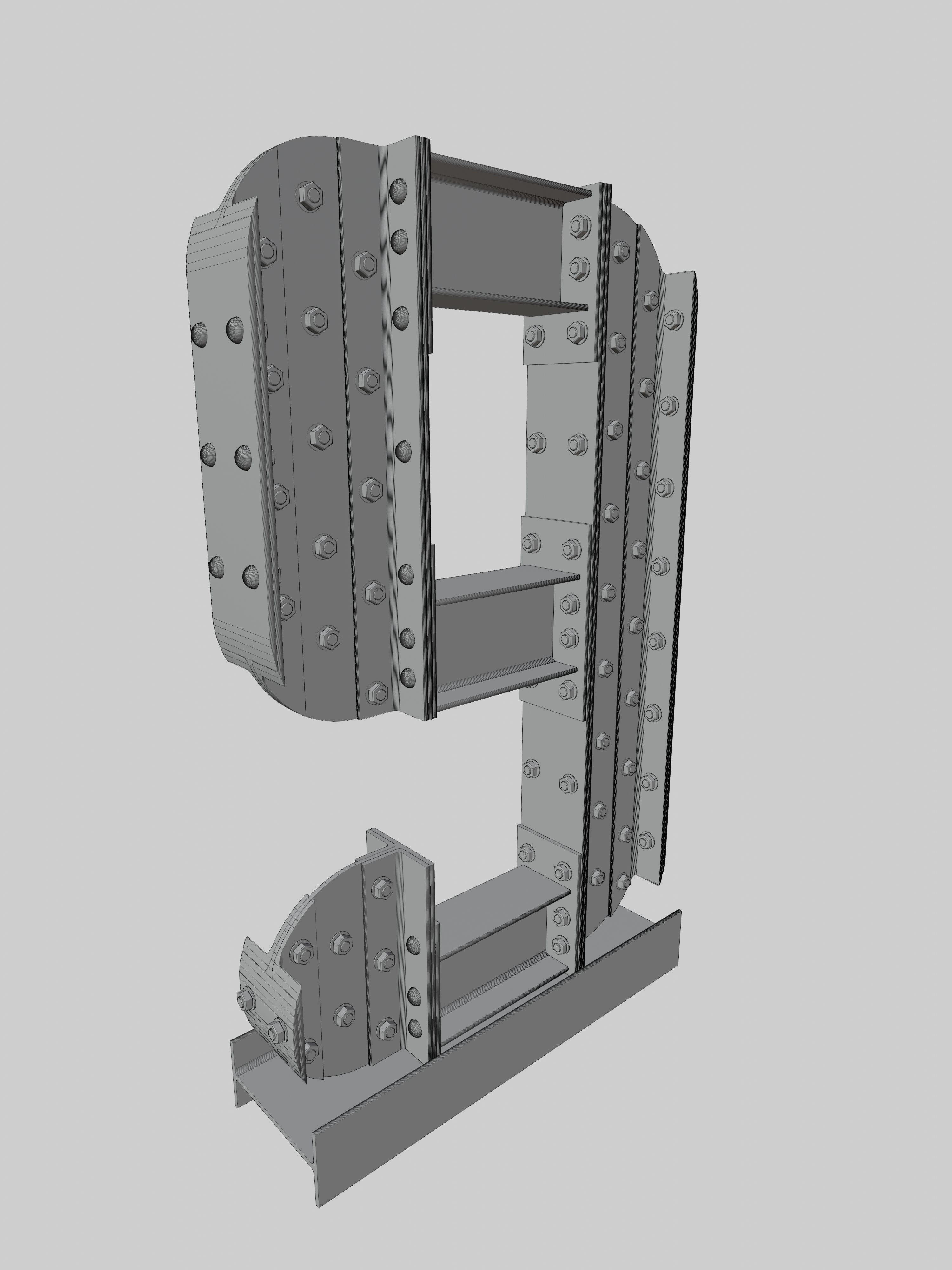 Steel Construction Font - Number 9 3D model_5