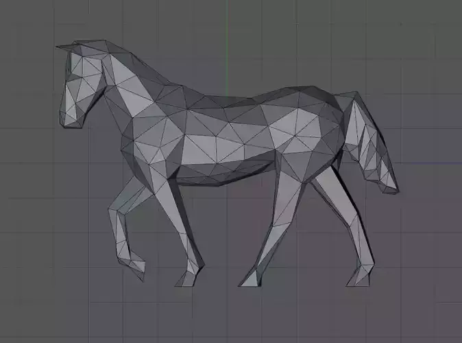 Low poly horse polygonal 3D print model